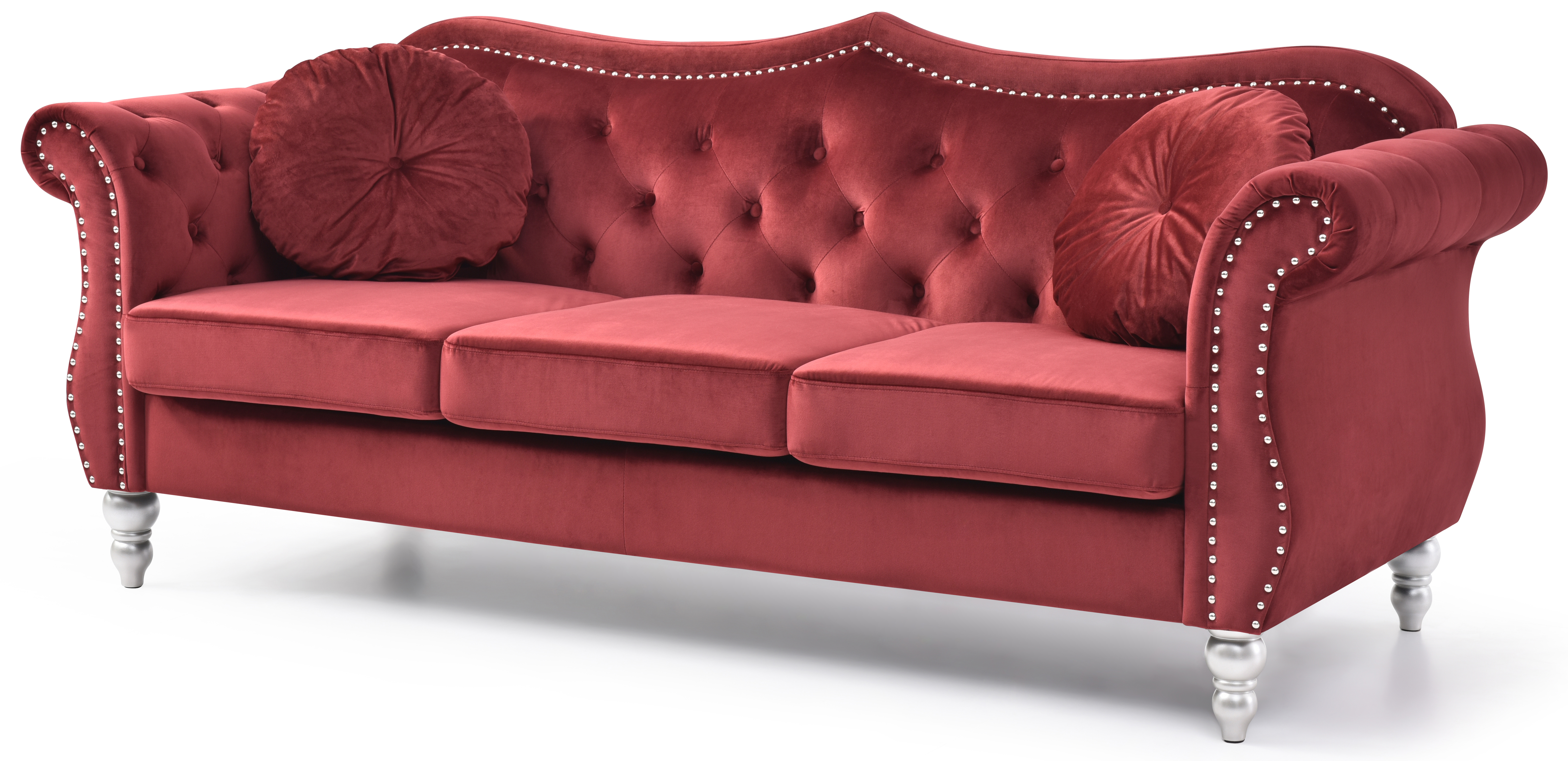 Glory Furniture Hollywood Burgundy Velvet Fabric Sofa