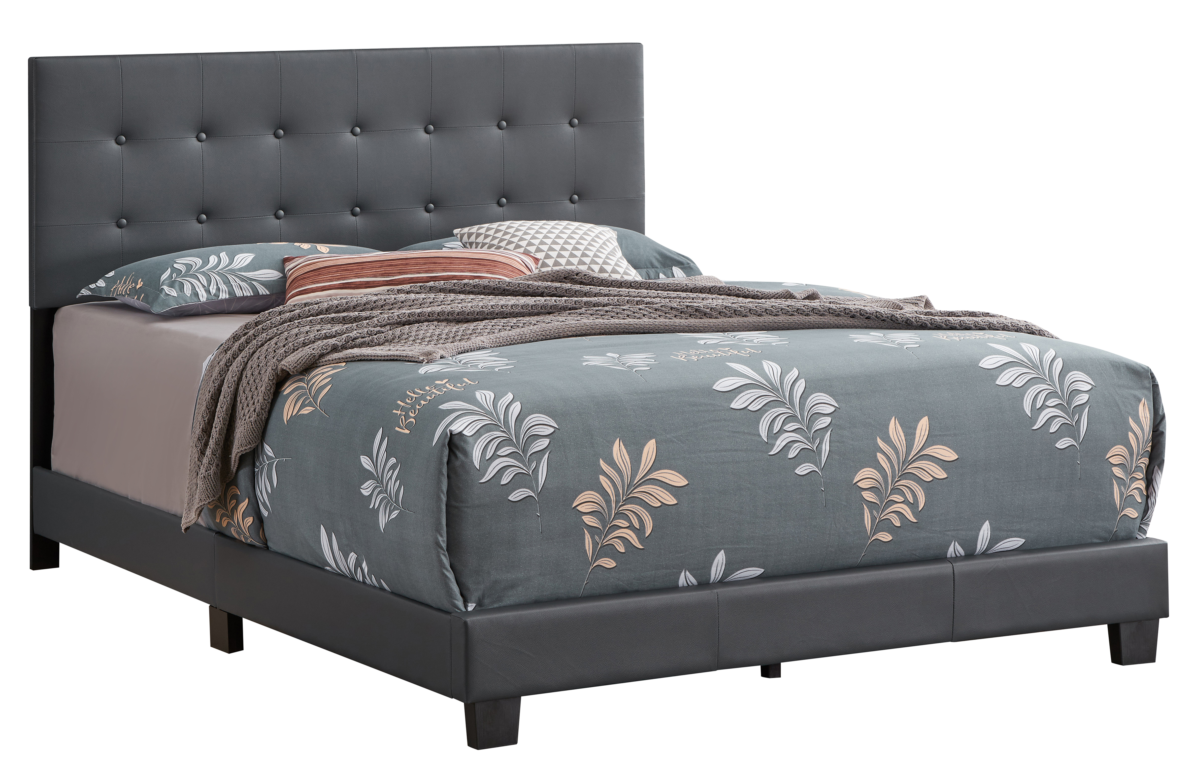 Elite Space Living Patras Dark Gray Faux Leather Bed