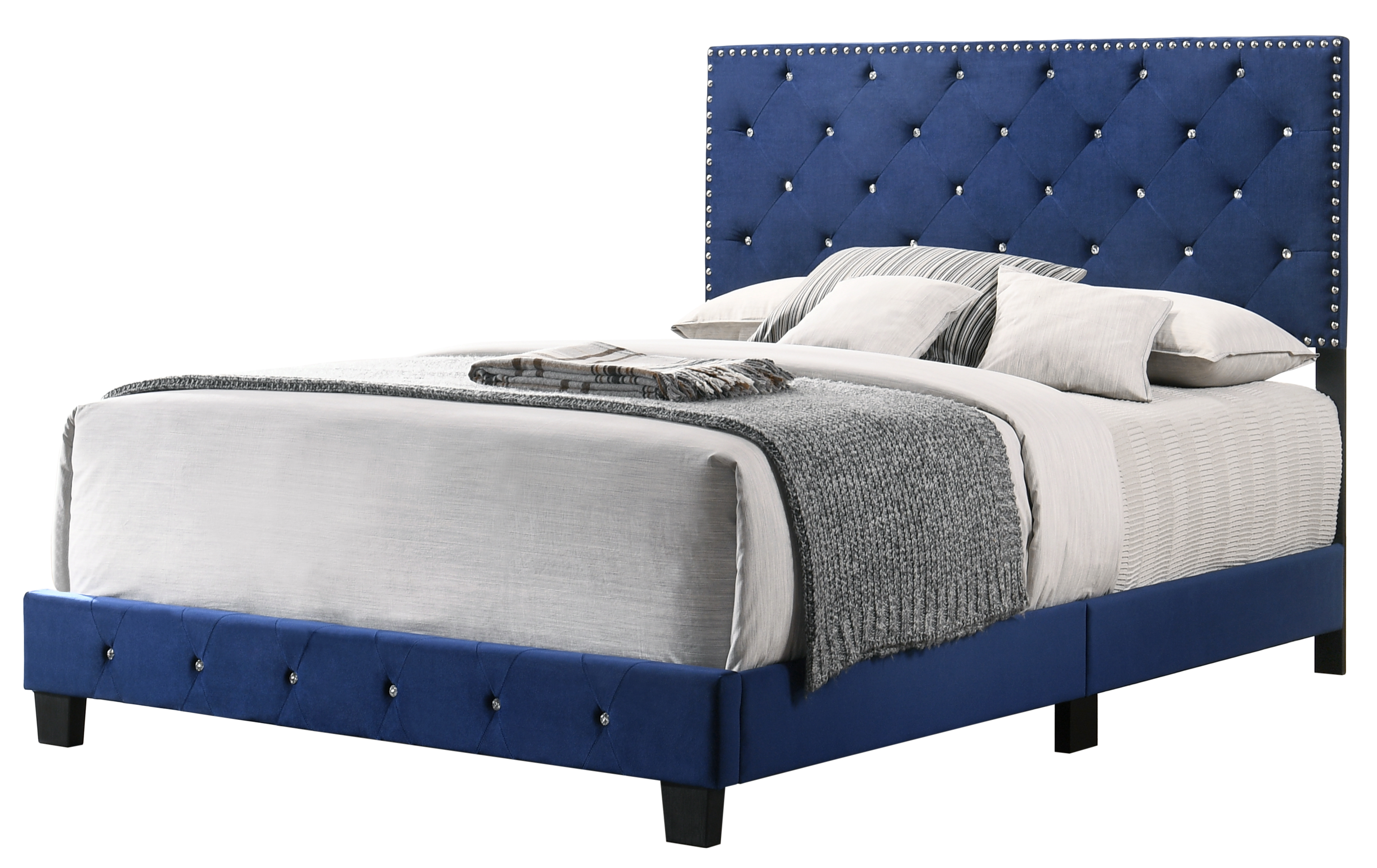 Glory Furniture Suffolk Navy Blue Velvet Full Bed