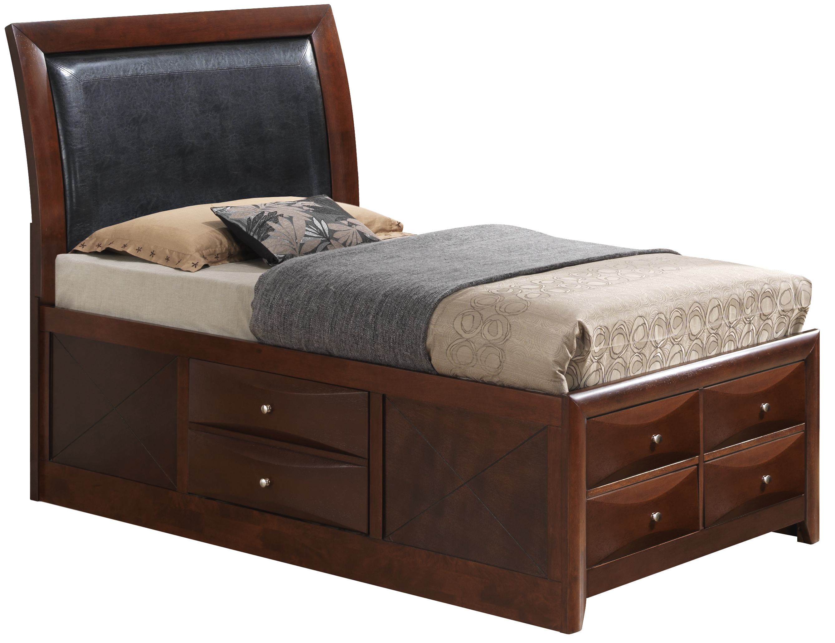 Glory Furniture Marilla Cherry 2pc Bedroom Set with Twin Storage Bed