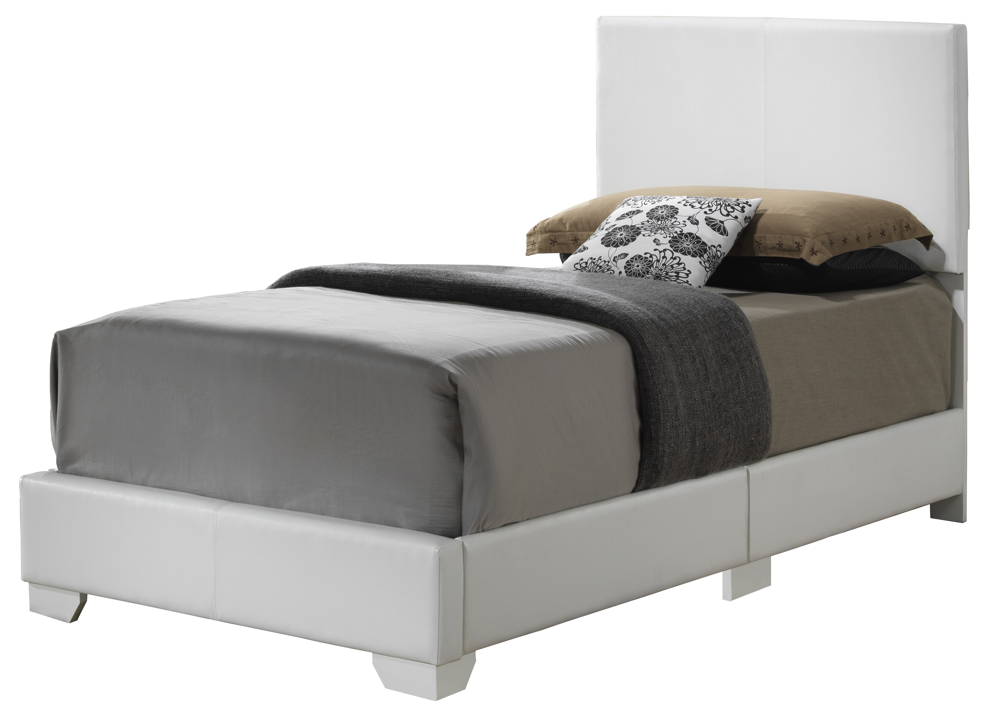 Elite Space Living Antwerp White Faux Leather Twin Bed