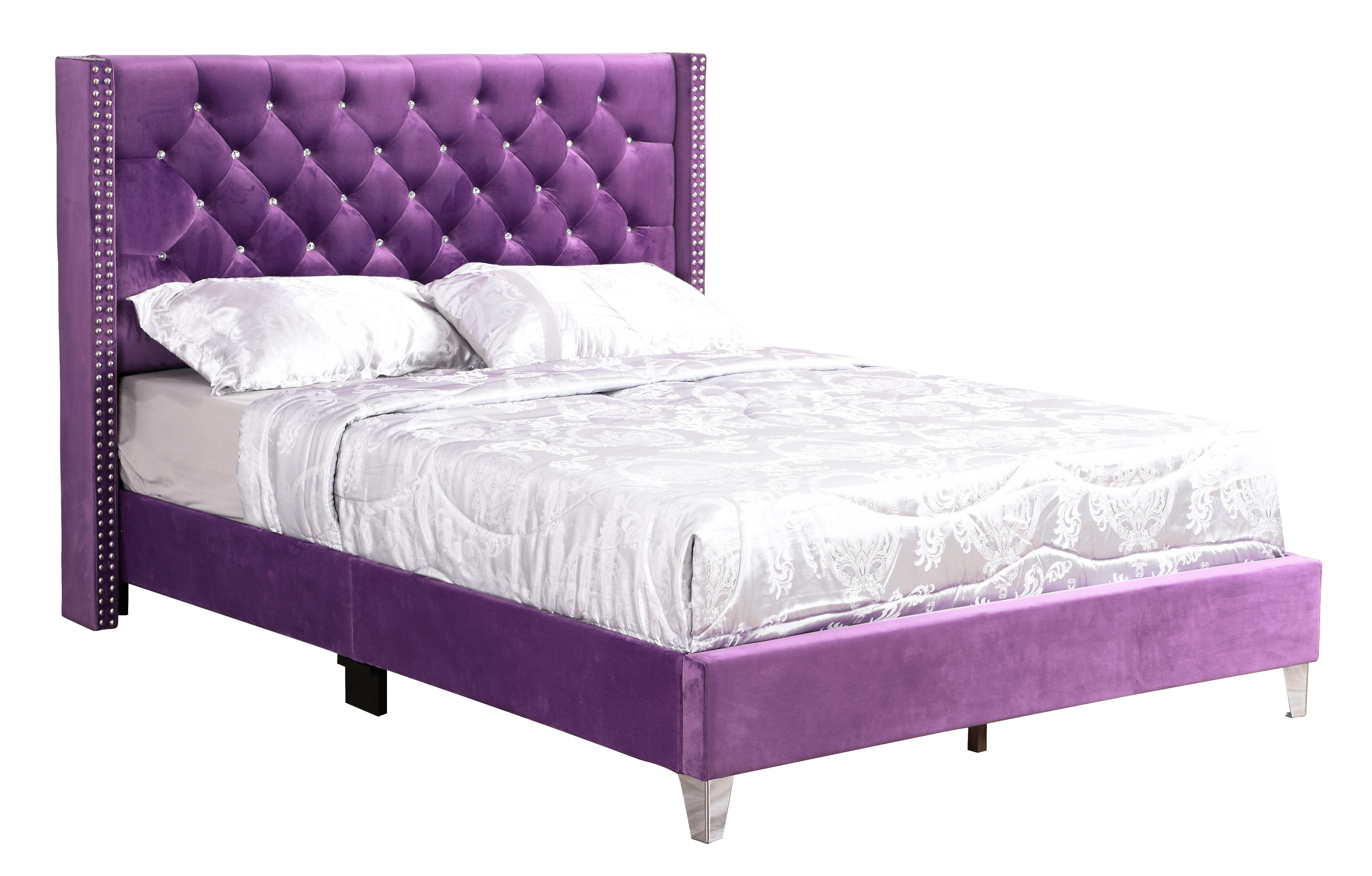 Glory Furniture Julie Purple Fabric Queen Upholstered Bed
