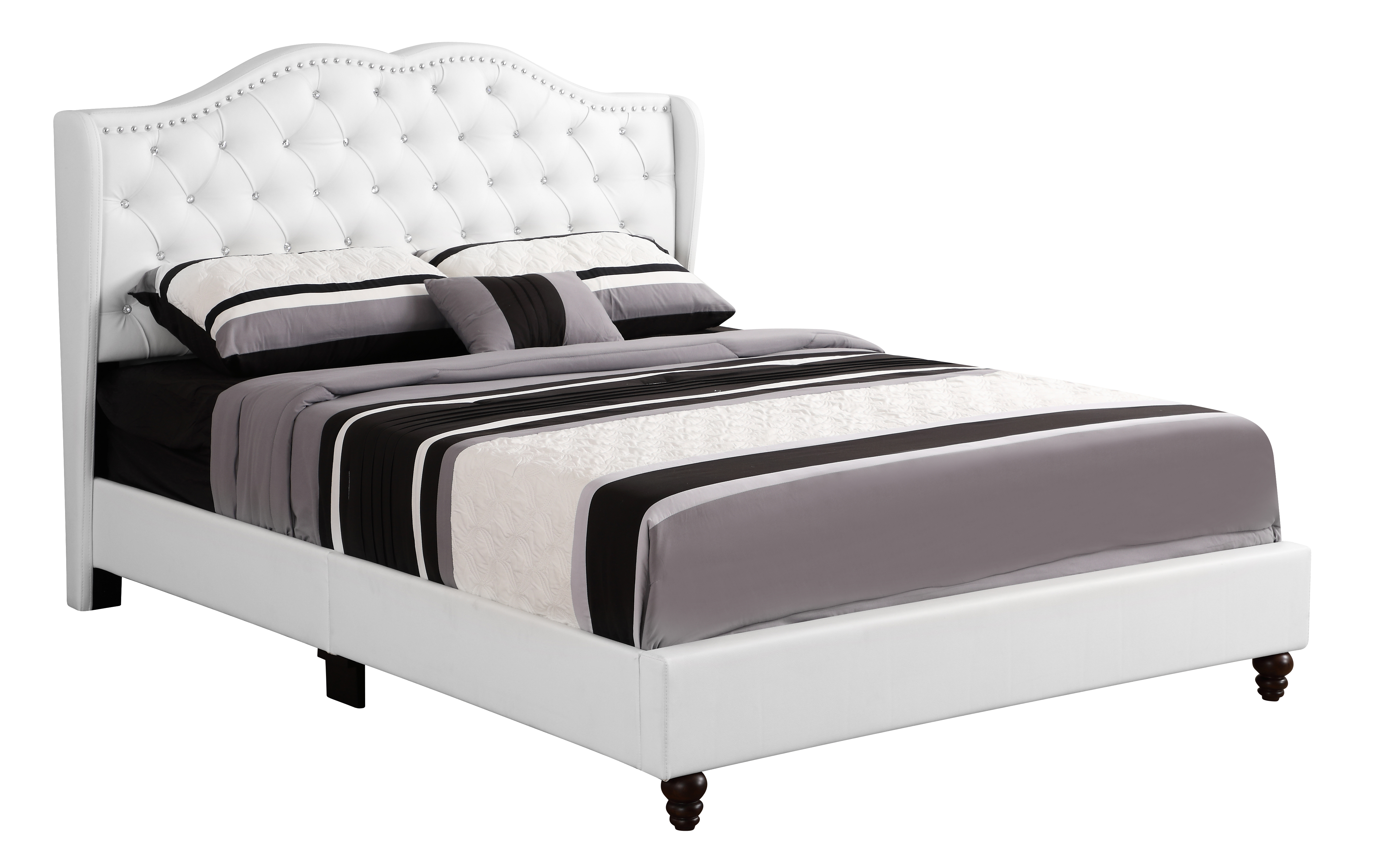 Glory Furniture Joy White Queen Upholstered Bed