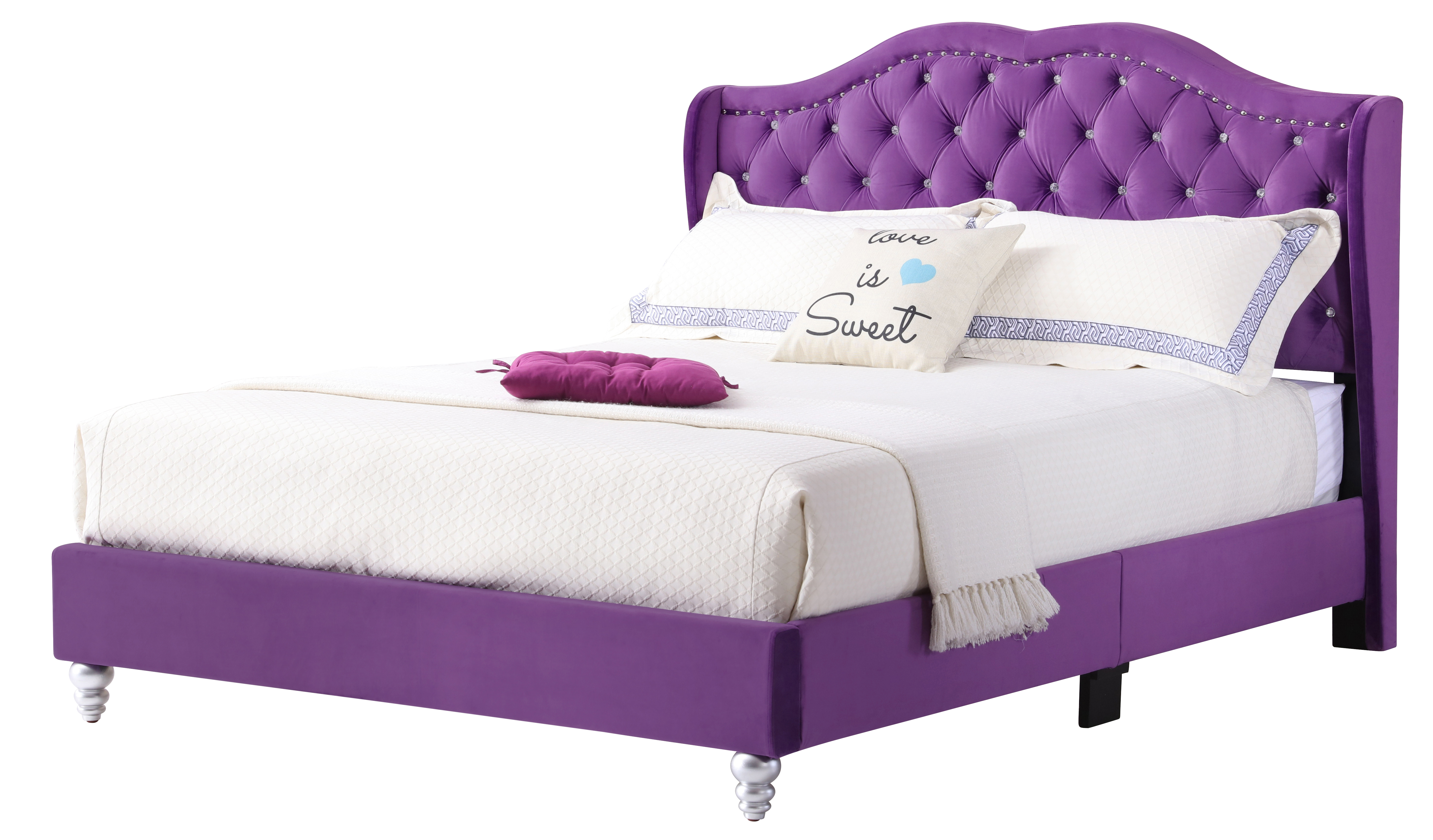 Glory Furniture Joy Purple Fabric Queen Upholstered Bed