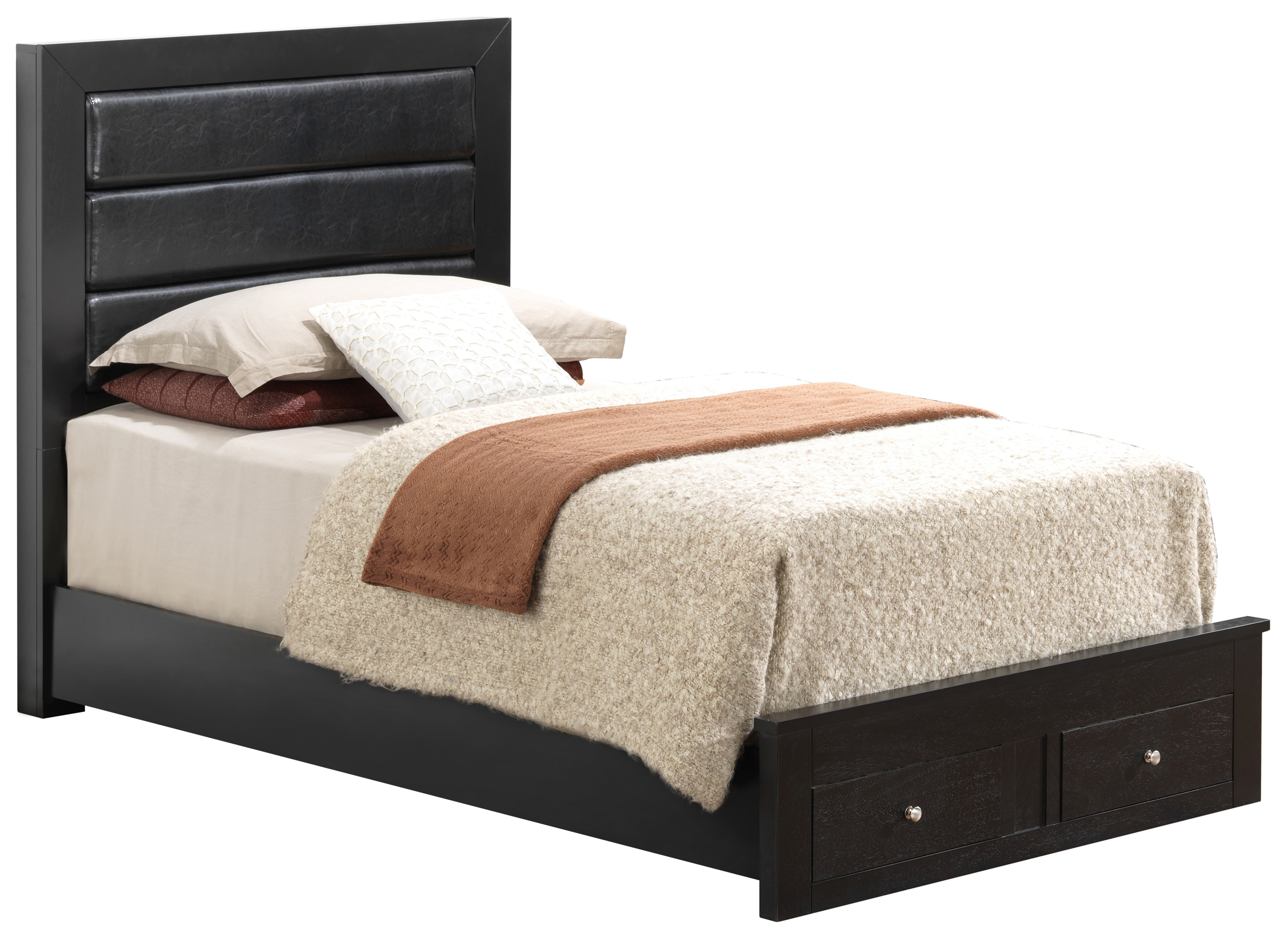 Glory Furniture Burlington Black Faux Leather Twin Storage Bed