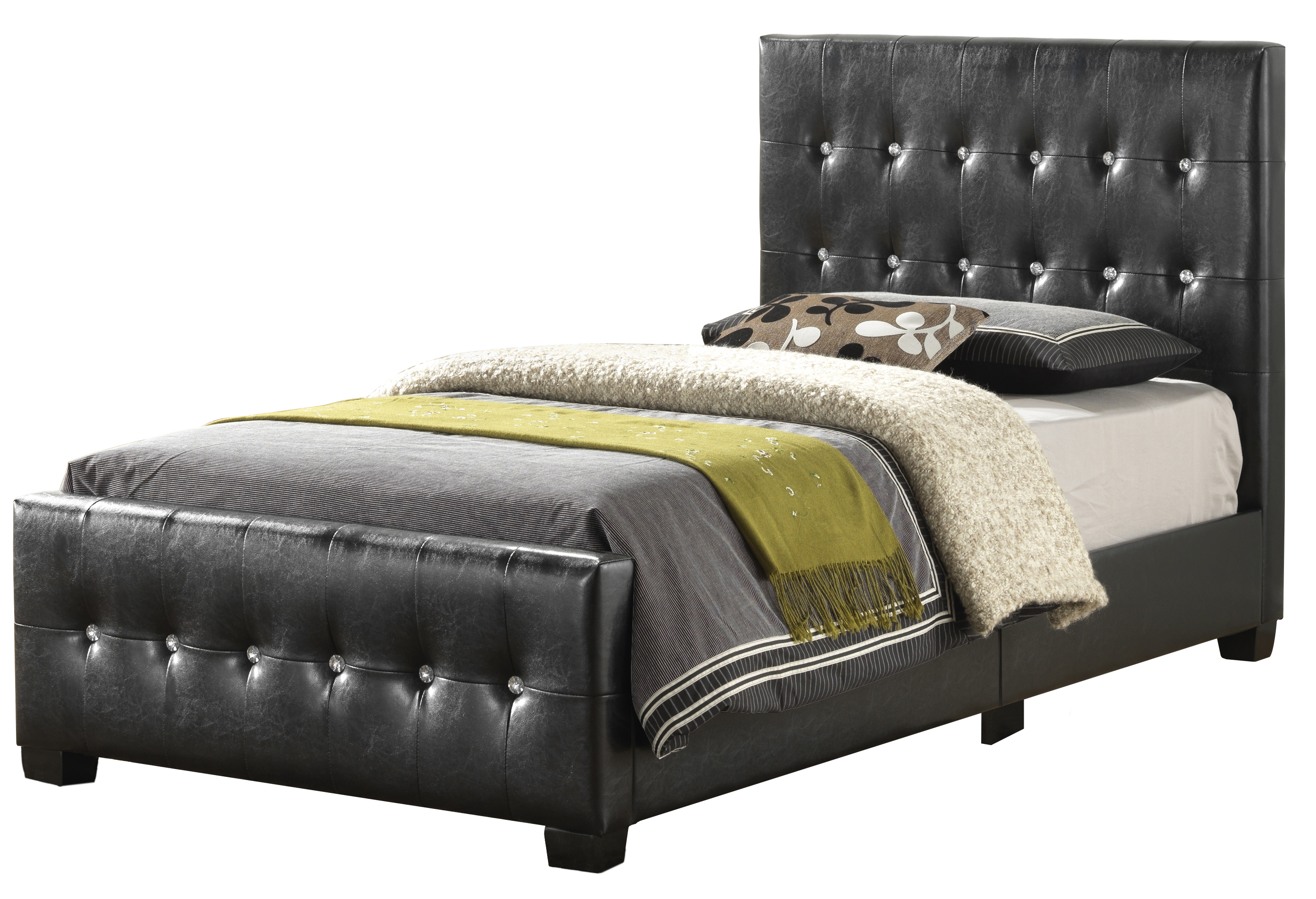 Glory Furniture Diamond Black Faux Leather Twin Bed