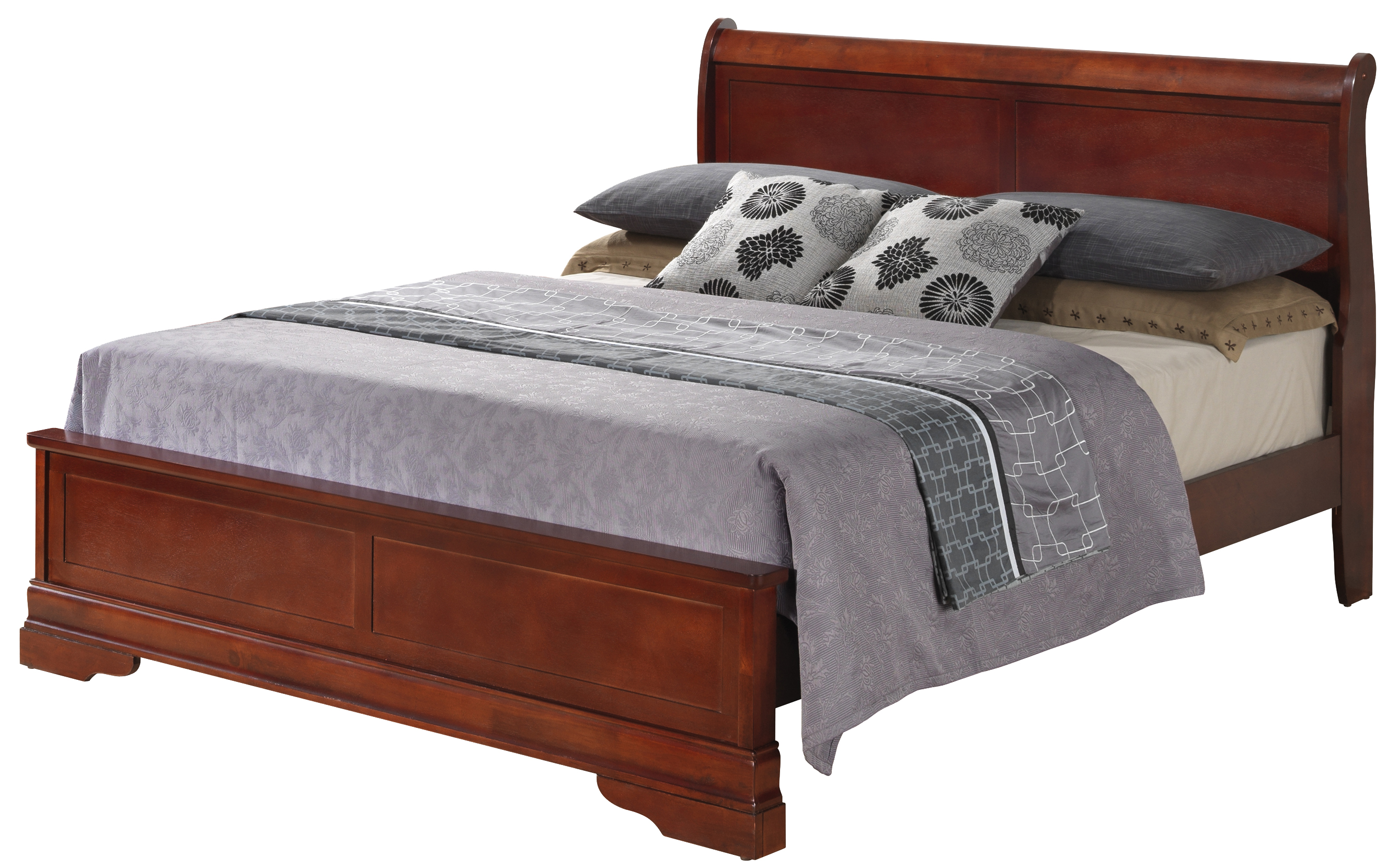Glory Furniture Louis Phillipe Cherry Queen Panel Bed