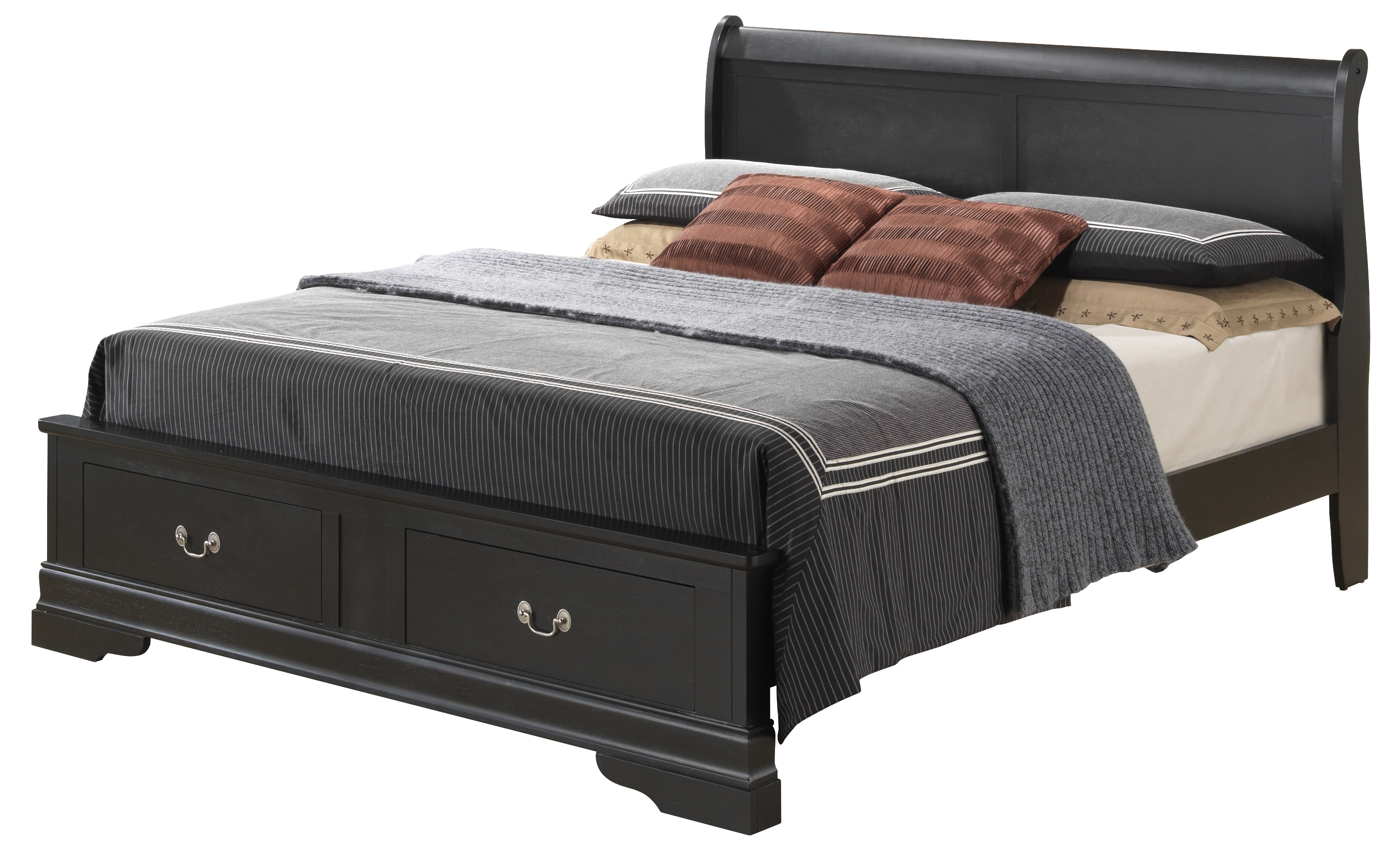 Glory Furniture Louis Phillipe Black Queen Storage Bed