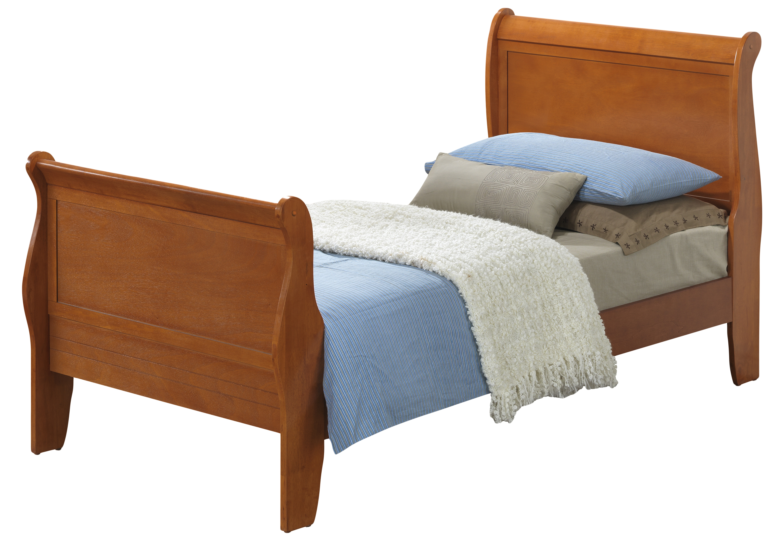 Glory Furniture Louis Phillipe Oak Twin Sleigh Bed
