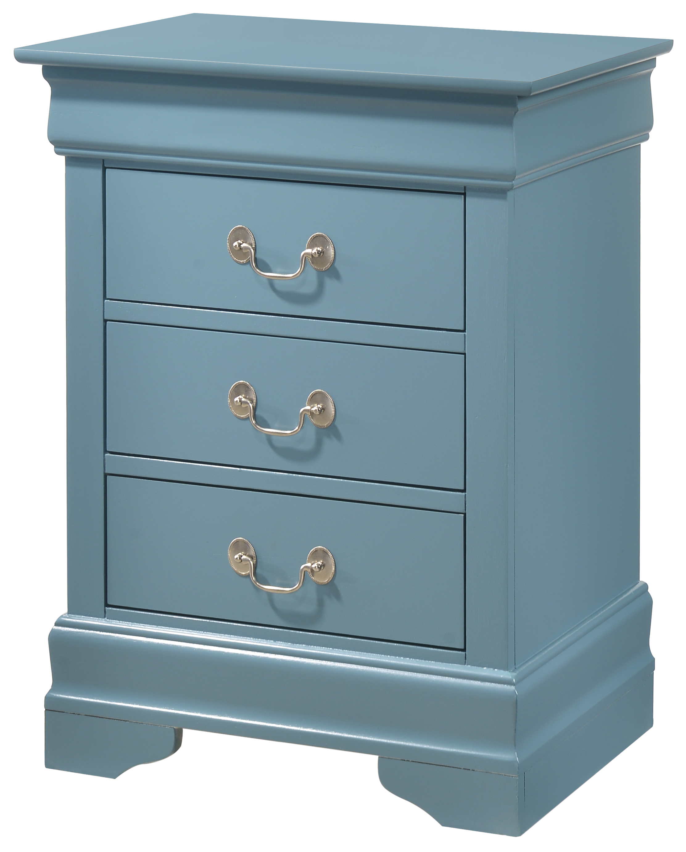 Glory Furniture Louis Phillipe Teal 3 Drawers Nightstand