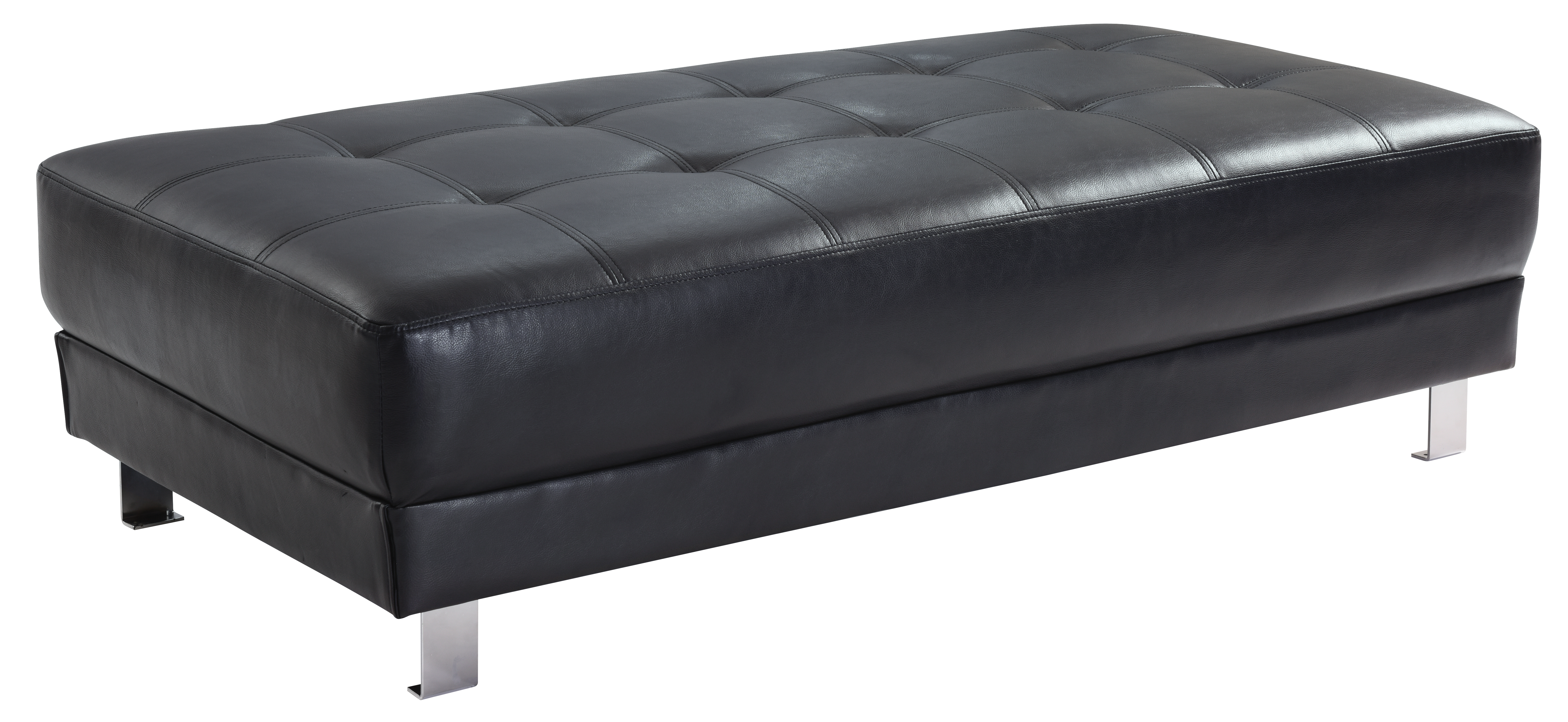 Glory Furniture Riveredge Black Faux Leather Milan Ottoman