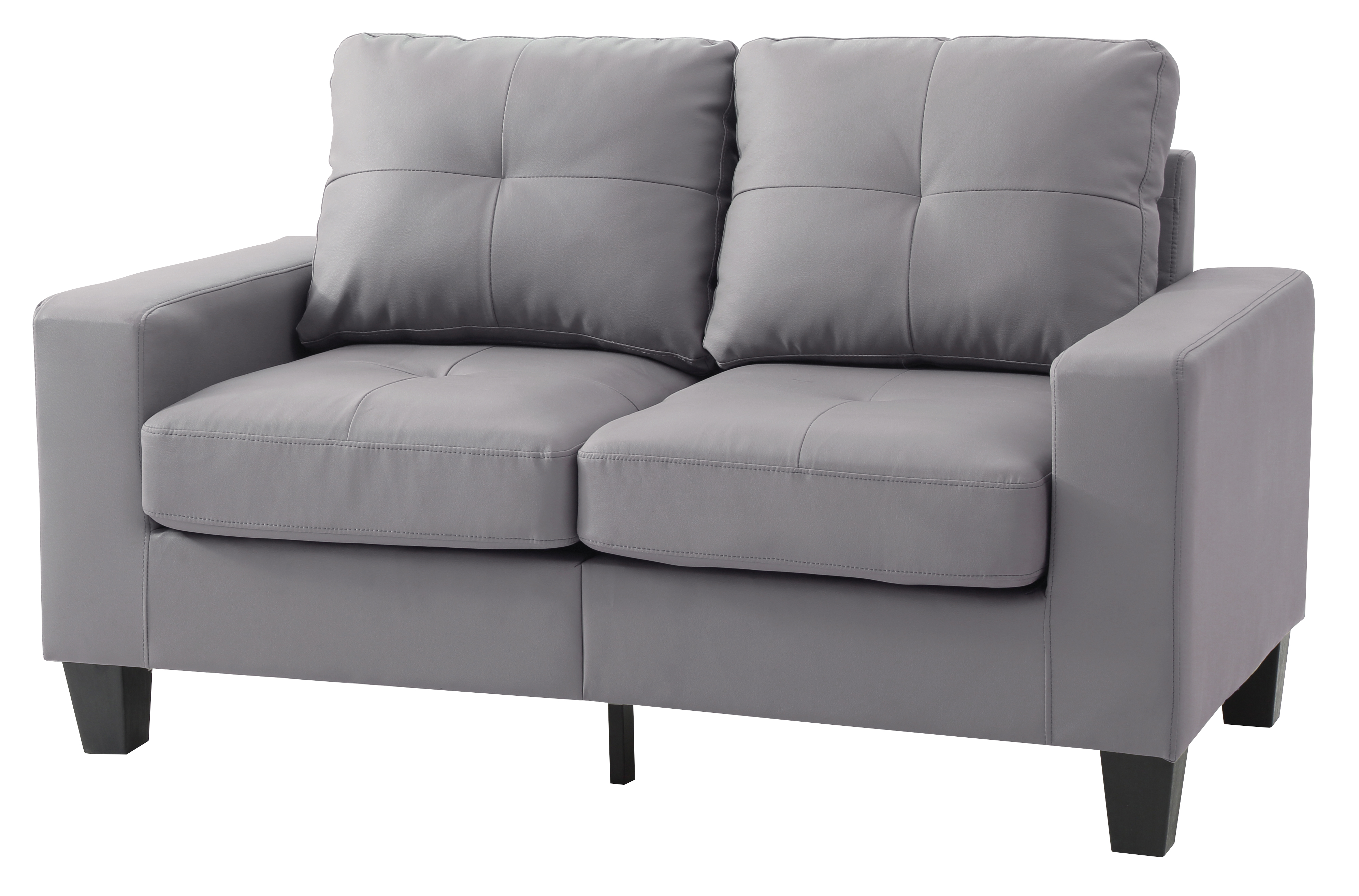Elite Space Living Swansea Modular Loveseat in Gray Faux Leather