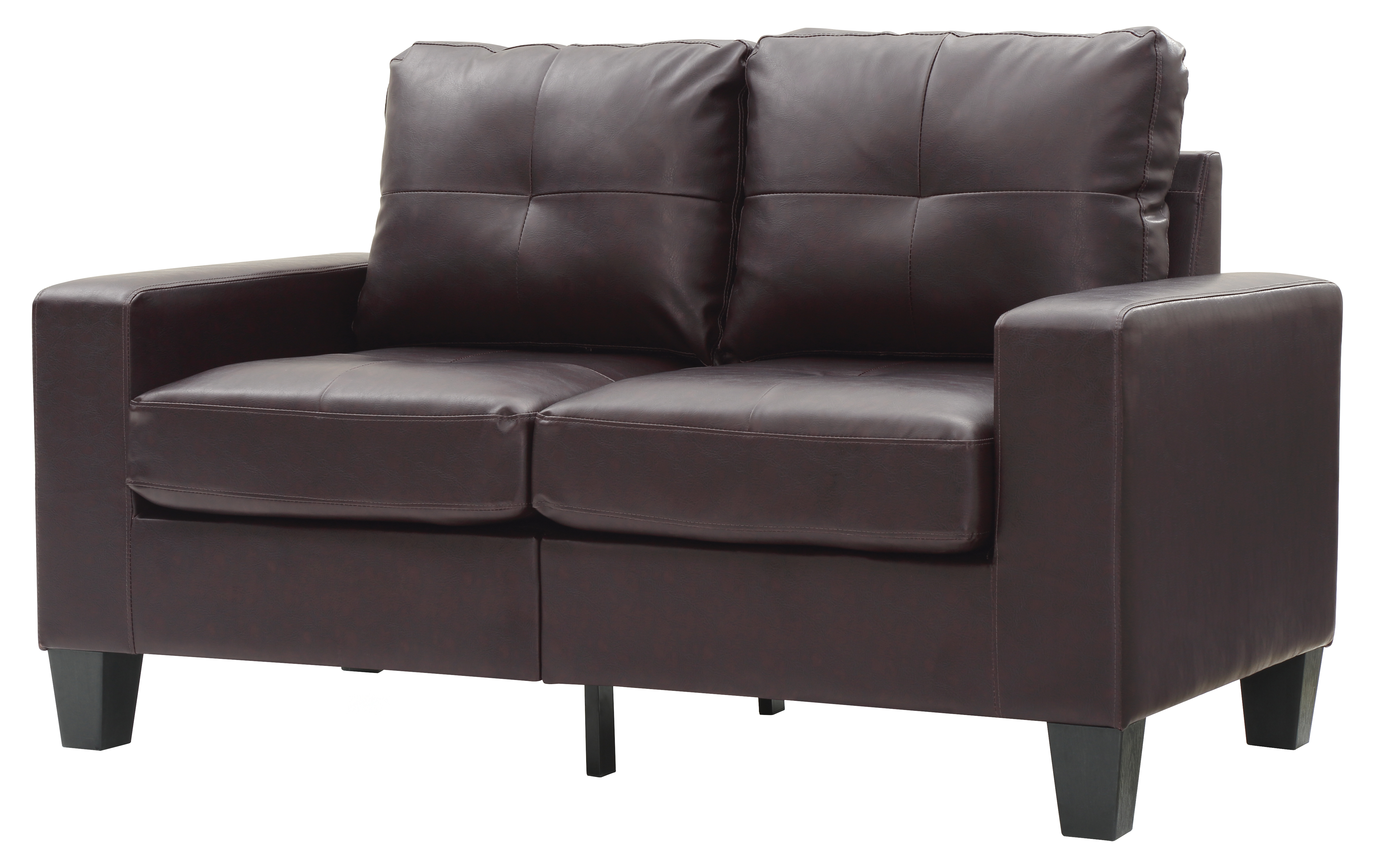 Elite Space Living Swansea Modular Loveseat in Dark Brown Faux Leather