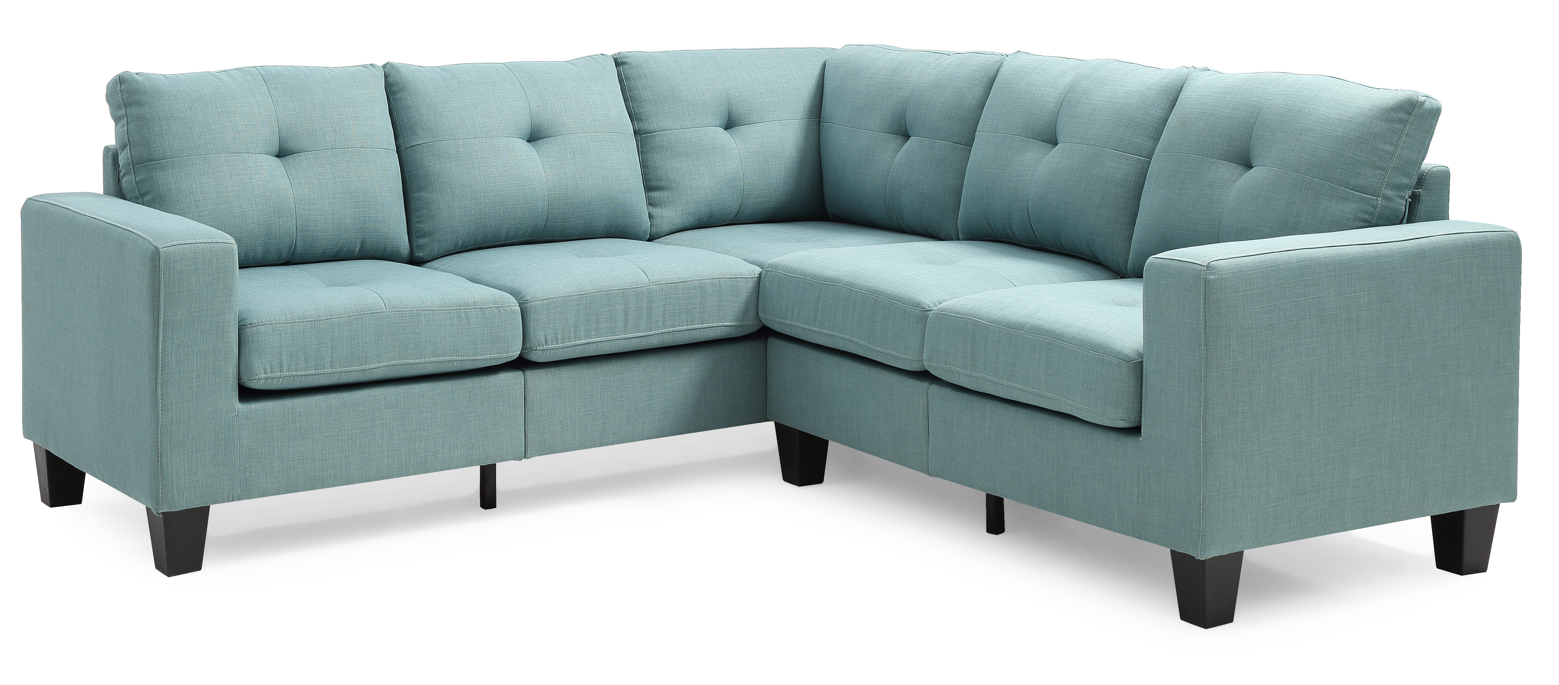 Glory Furniture Newbury Teal Fabric Sectional with Ottoman