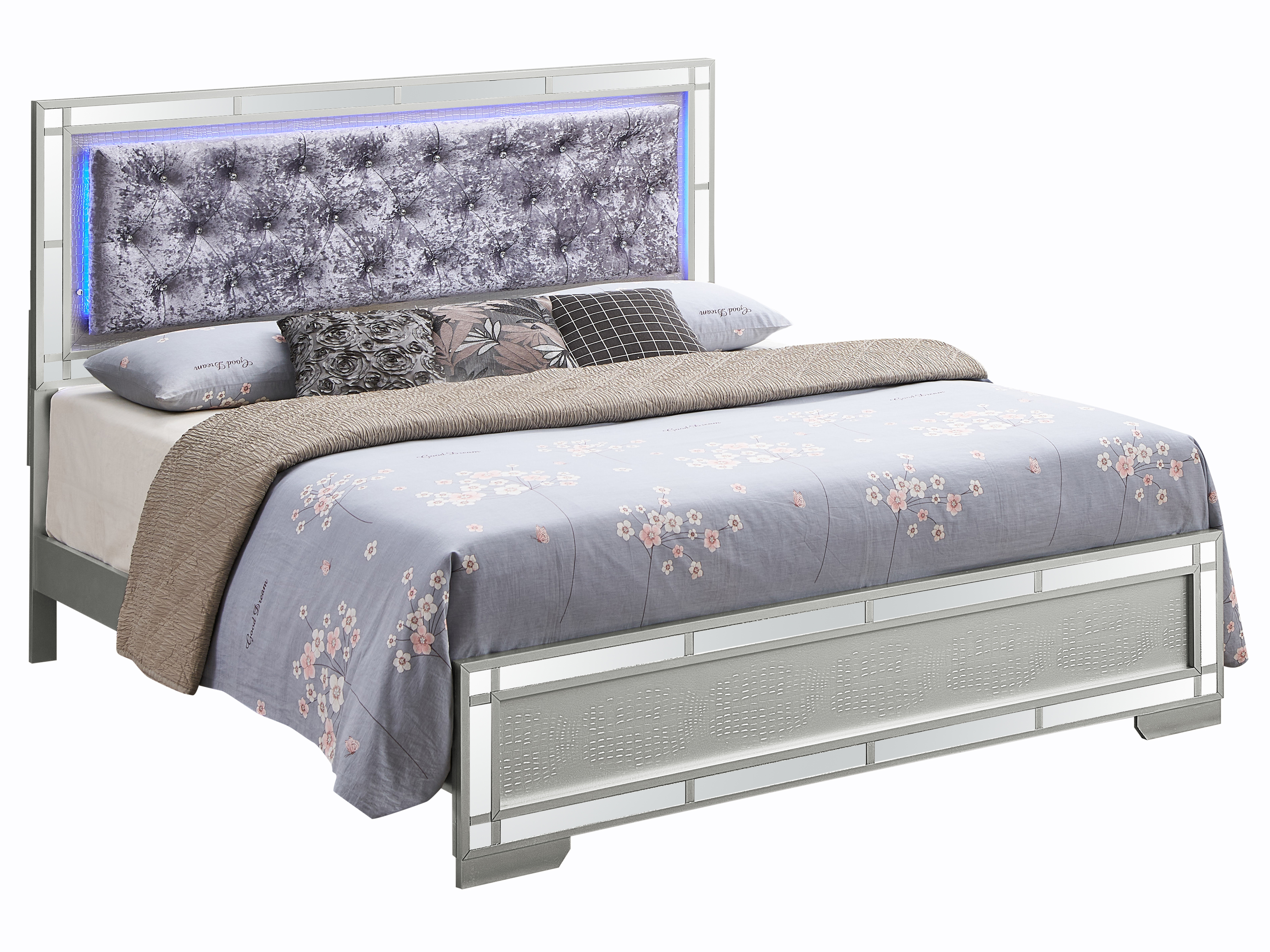 Glory Furniture Madison Silver Champagne Queen Bed