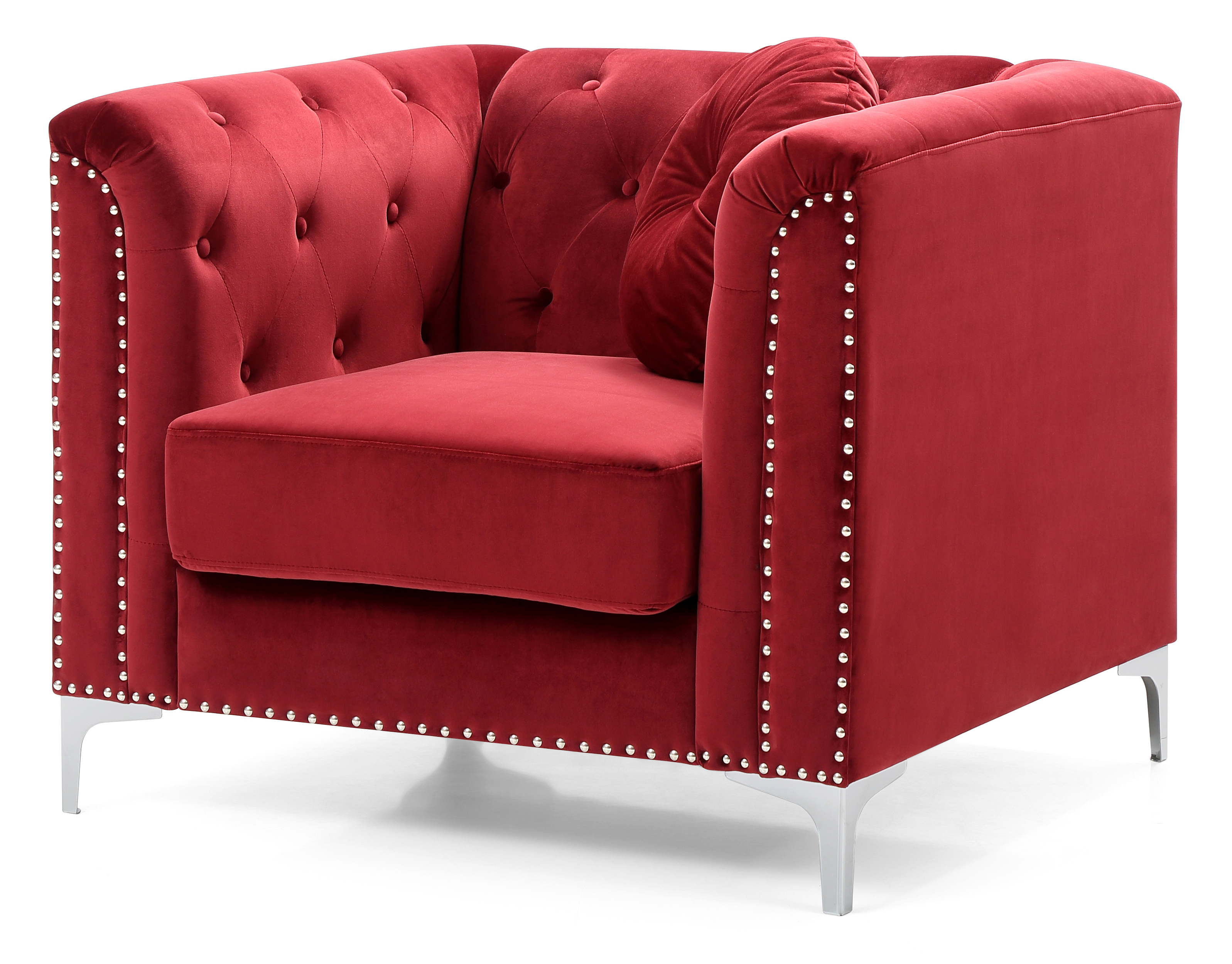 Glory Furniture Pompano Burgundy Velvet Chair
