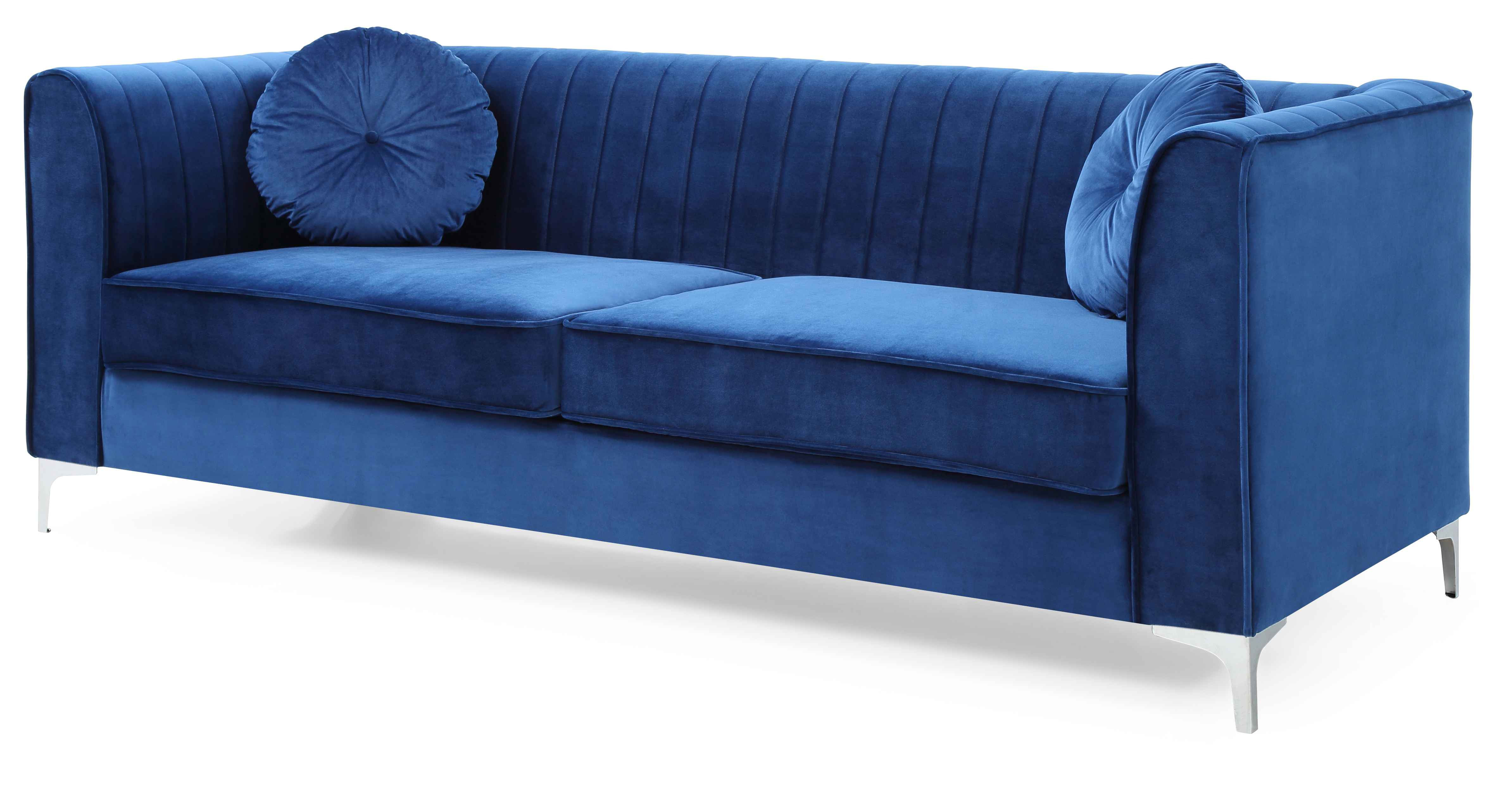 Glory Furniture Delray Navy Blue Velvet Microsuede Sofa