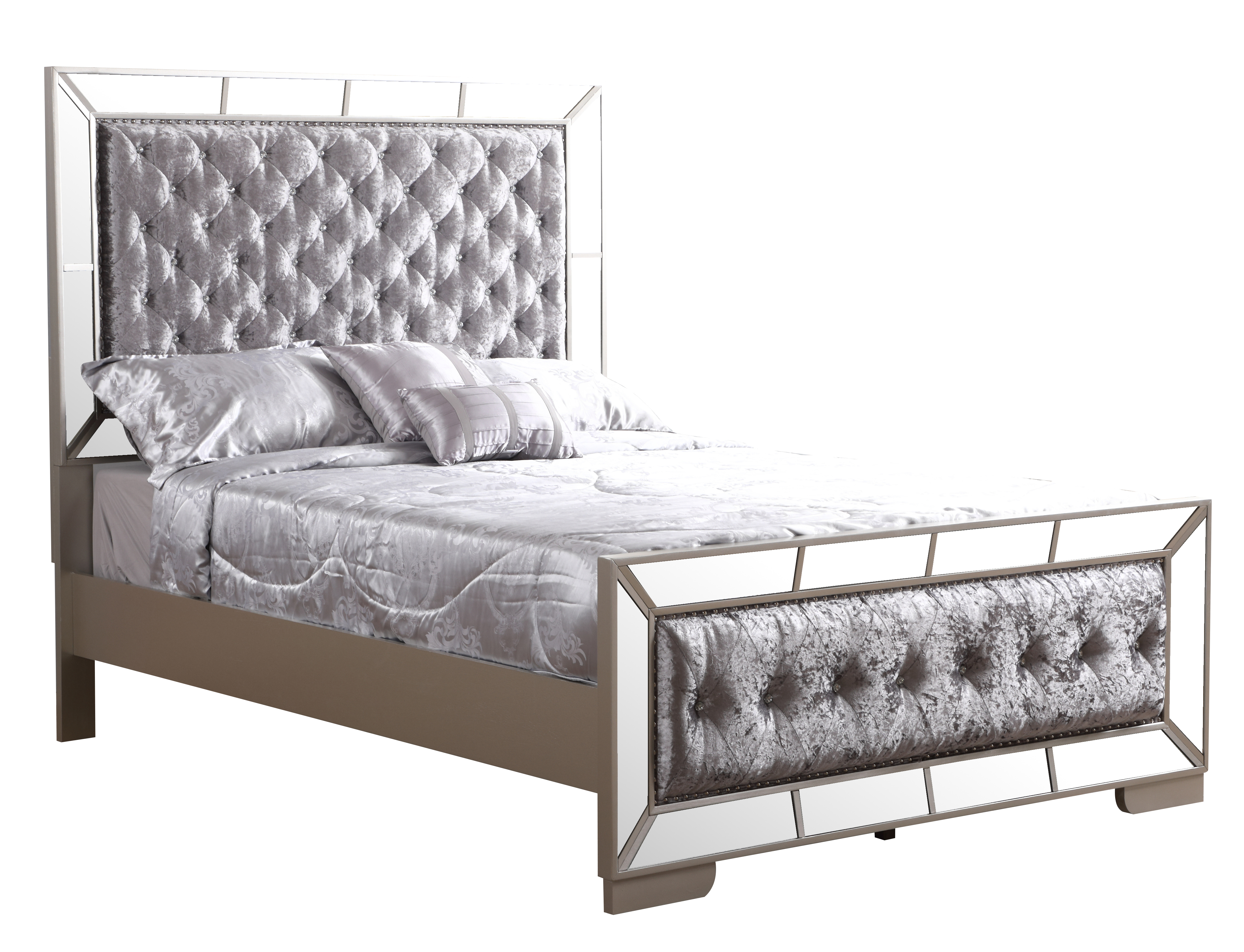 Glory Furniture Hollywood Hills Silver Champagne Queen Bed