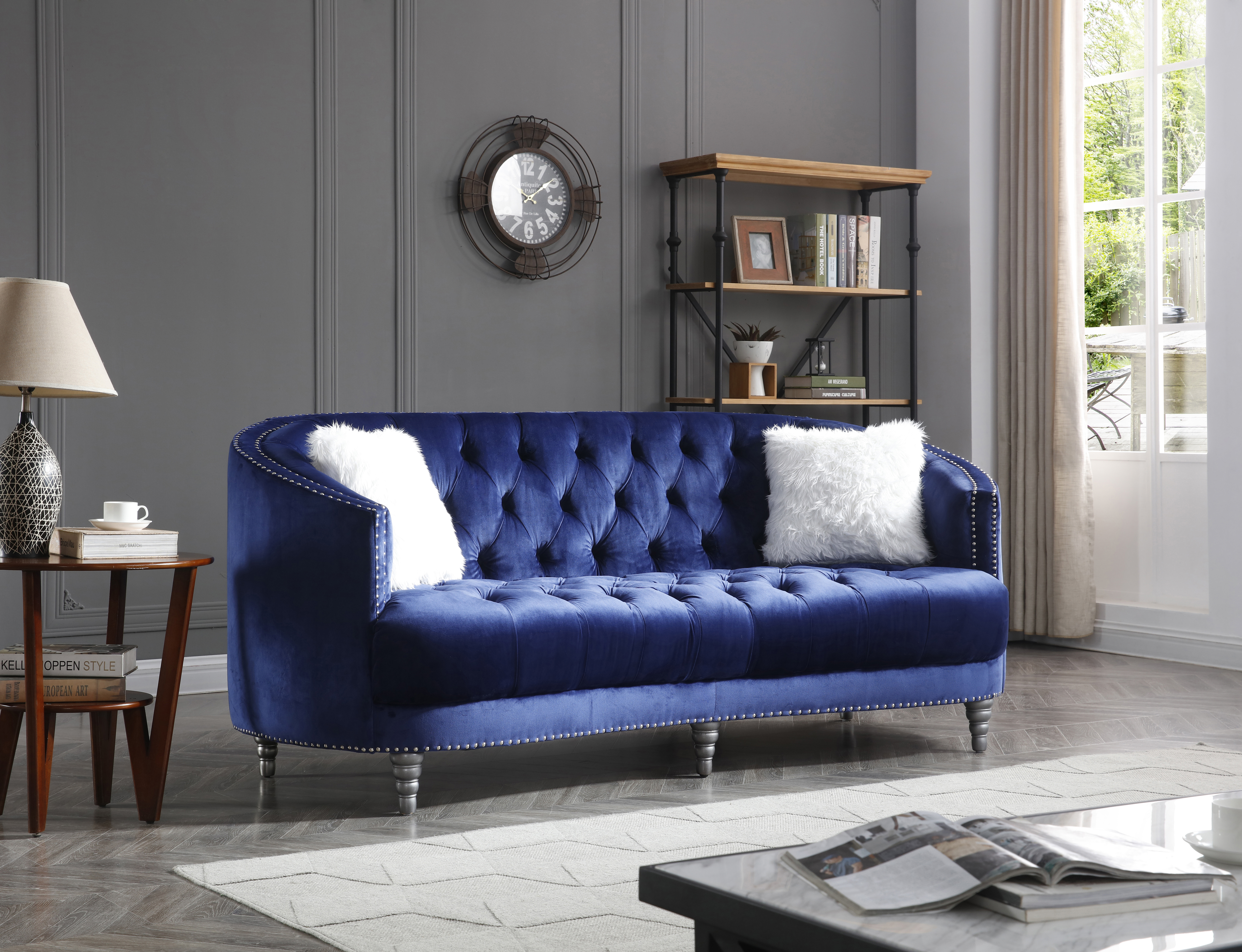 Glory Furniture Dania Blue Velvet Sofa