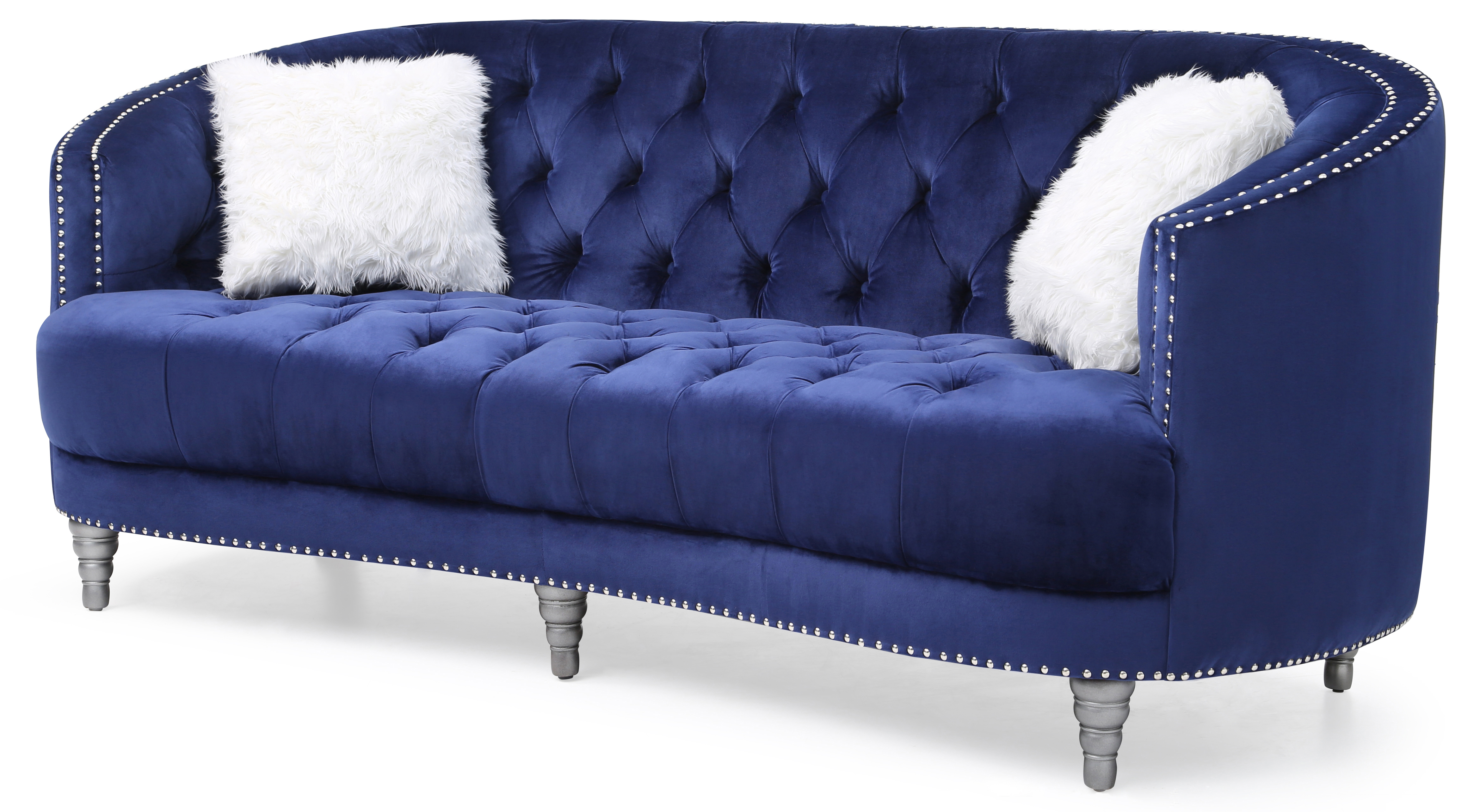 Glory Furniture Dania Blue Velvet Sofa