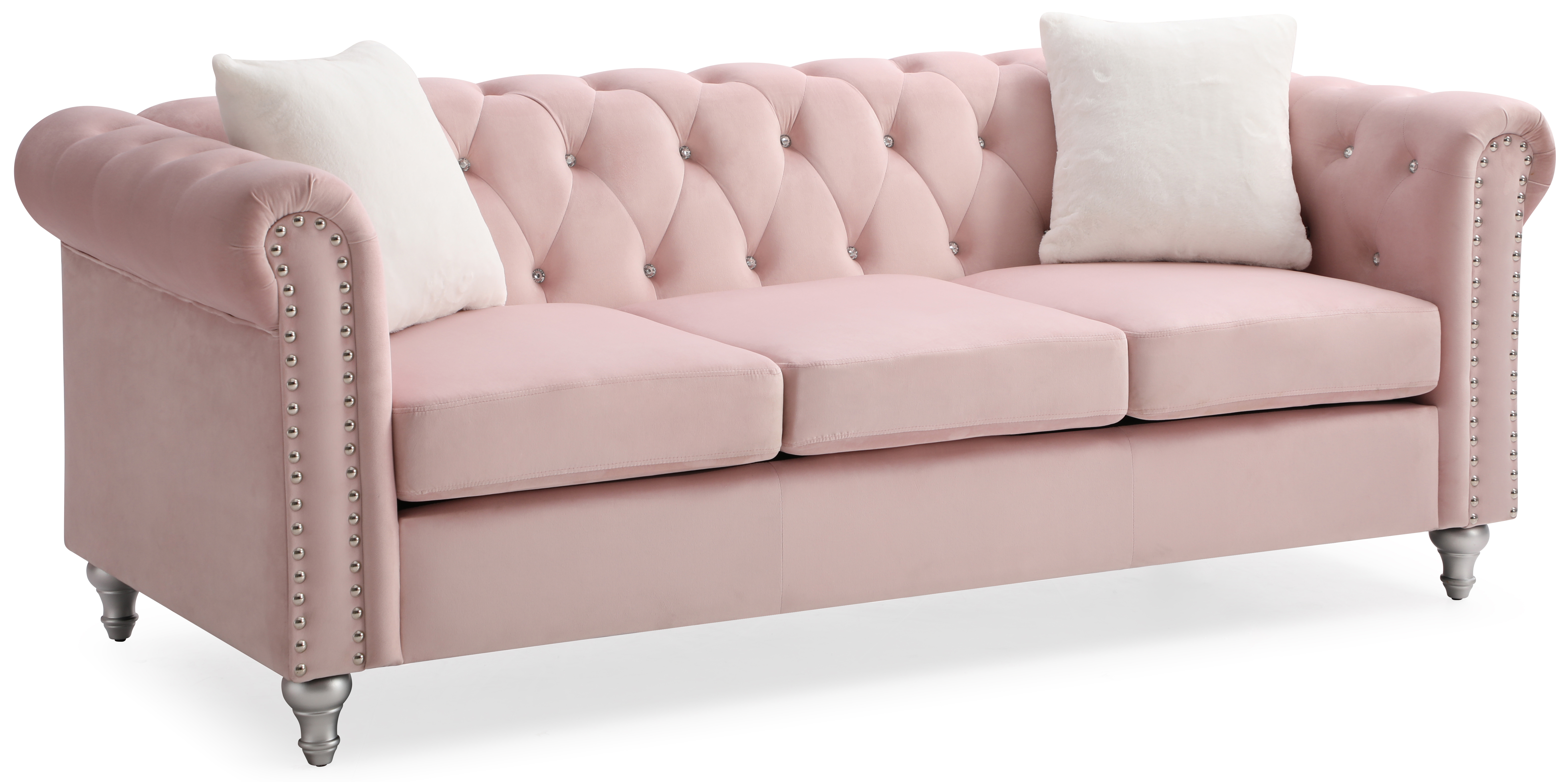 Glory Furniture Raisa Pink Velvet Sofa
