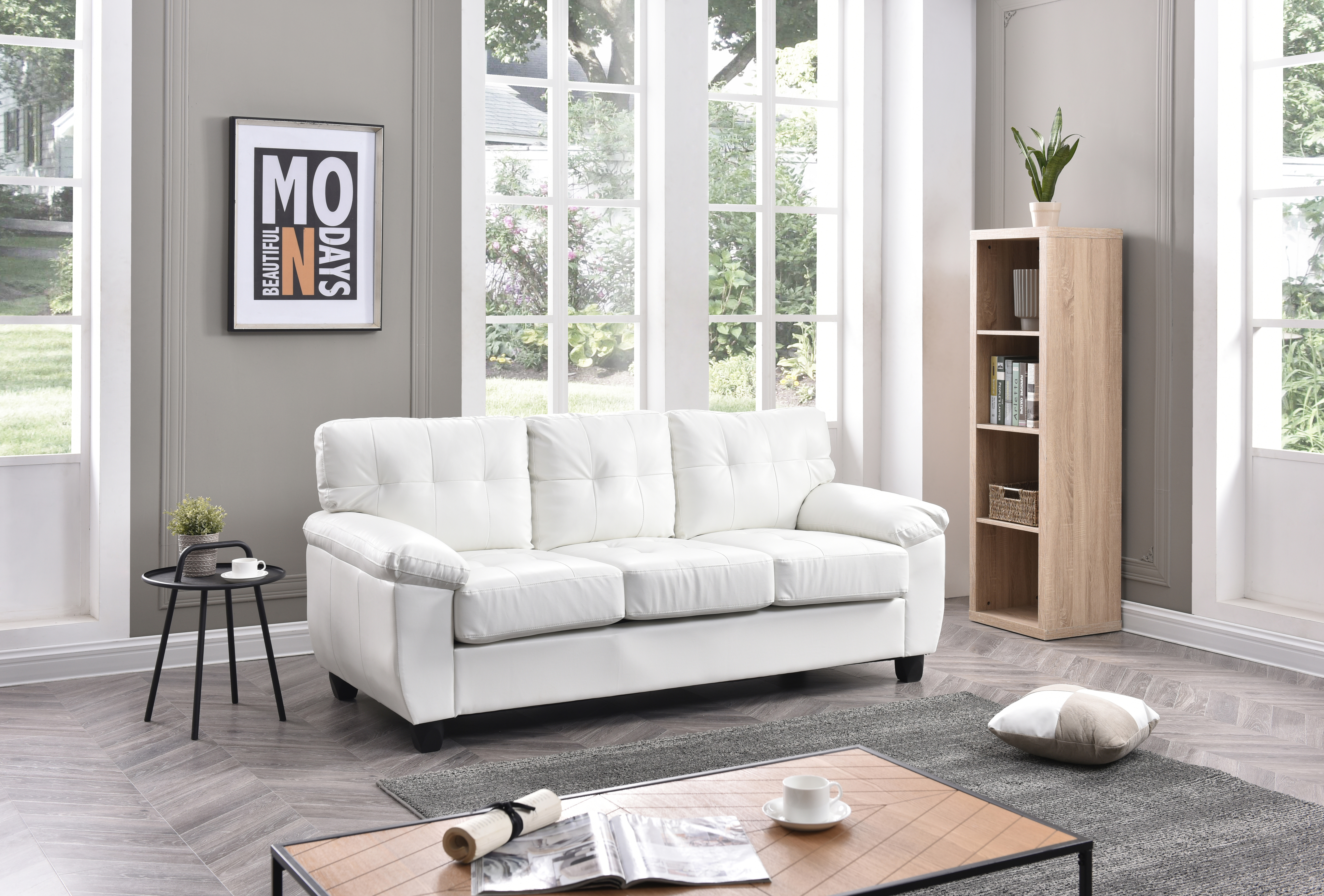 Glory Furniture Gallant White Faux Leather Sofa