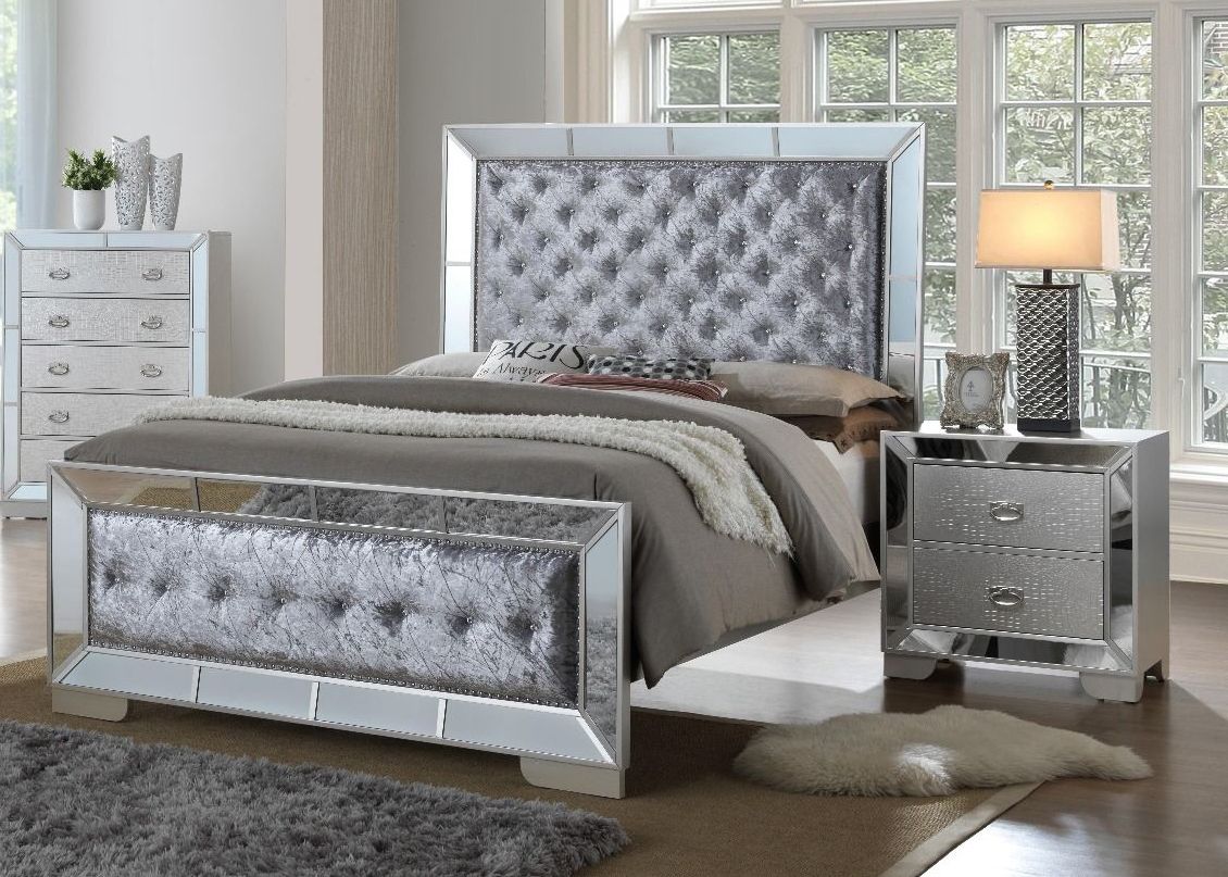 Glory Furniture Hollywood Hills Silver Champagne 2pc Bedroom Set with Queen...