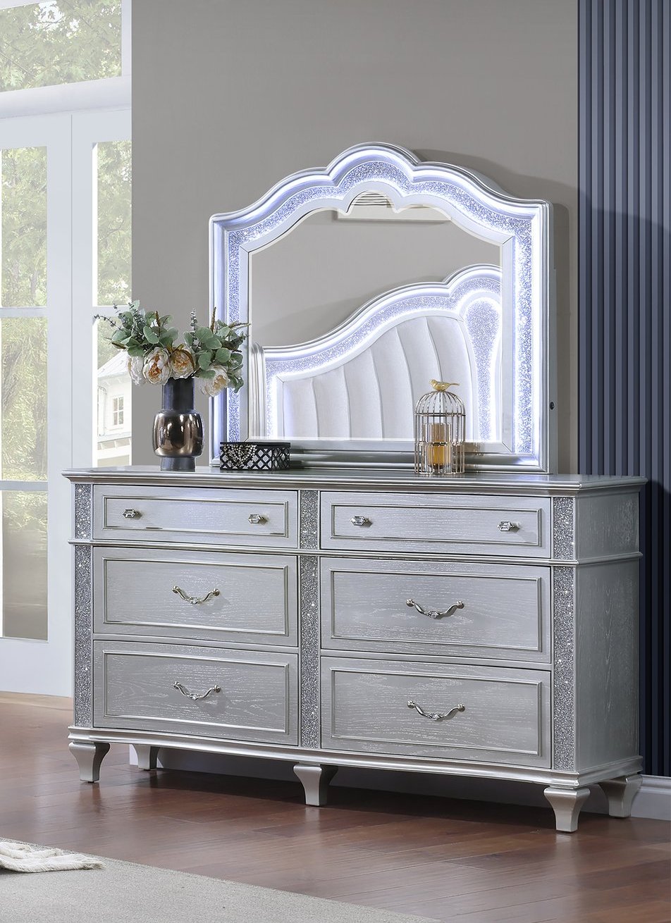 Galaxy Home Mystic Silver Dresser and Mirror