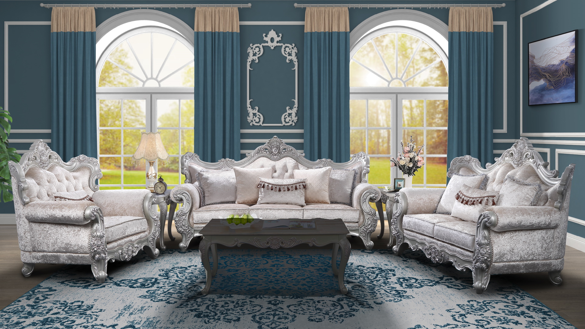 Galaxy Home Melrose Champagne 3pc Living Room Set