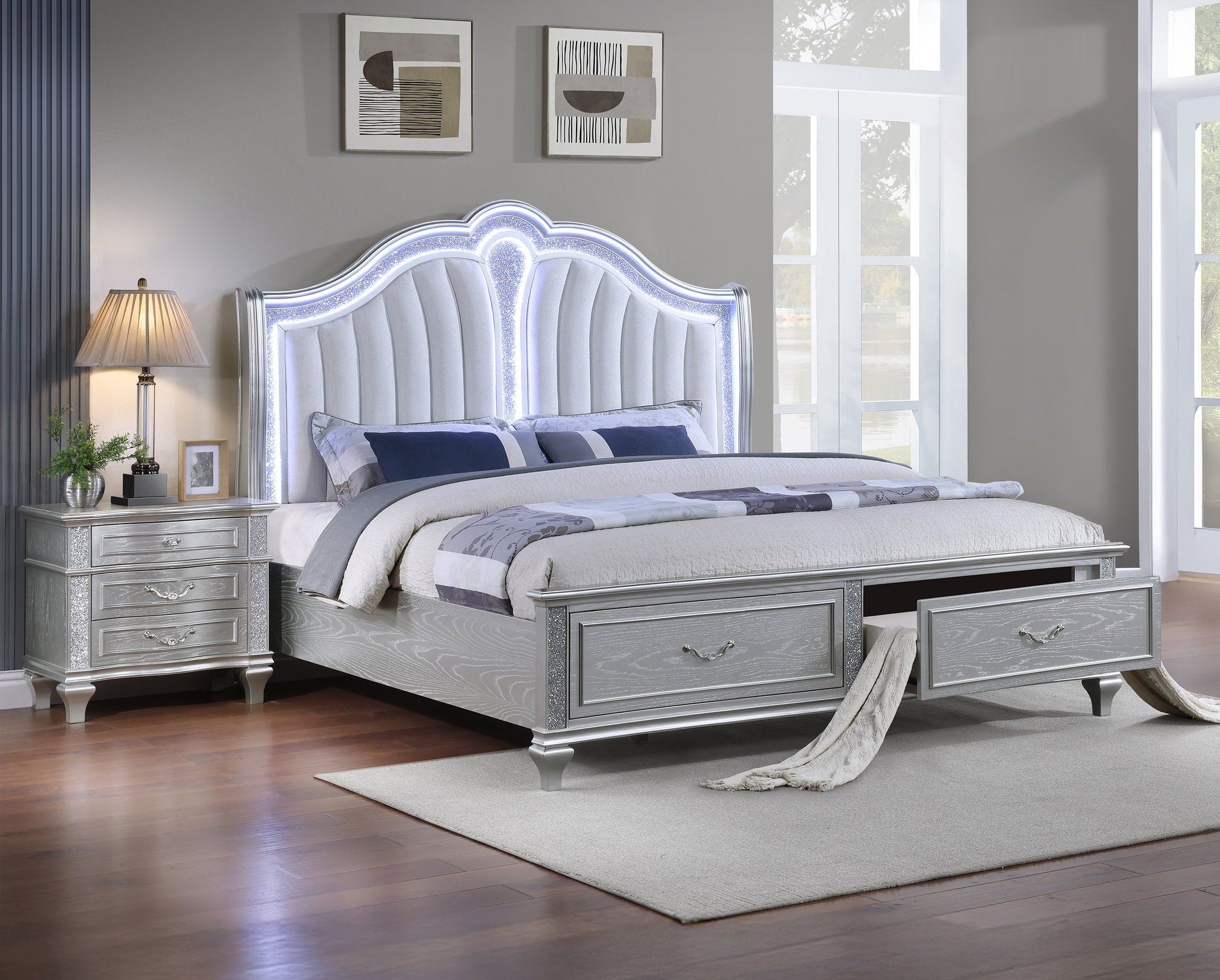 Galaxy Home Mystic Silver 2pc Queen Bedroom Set