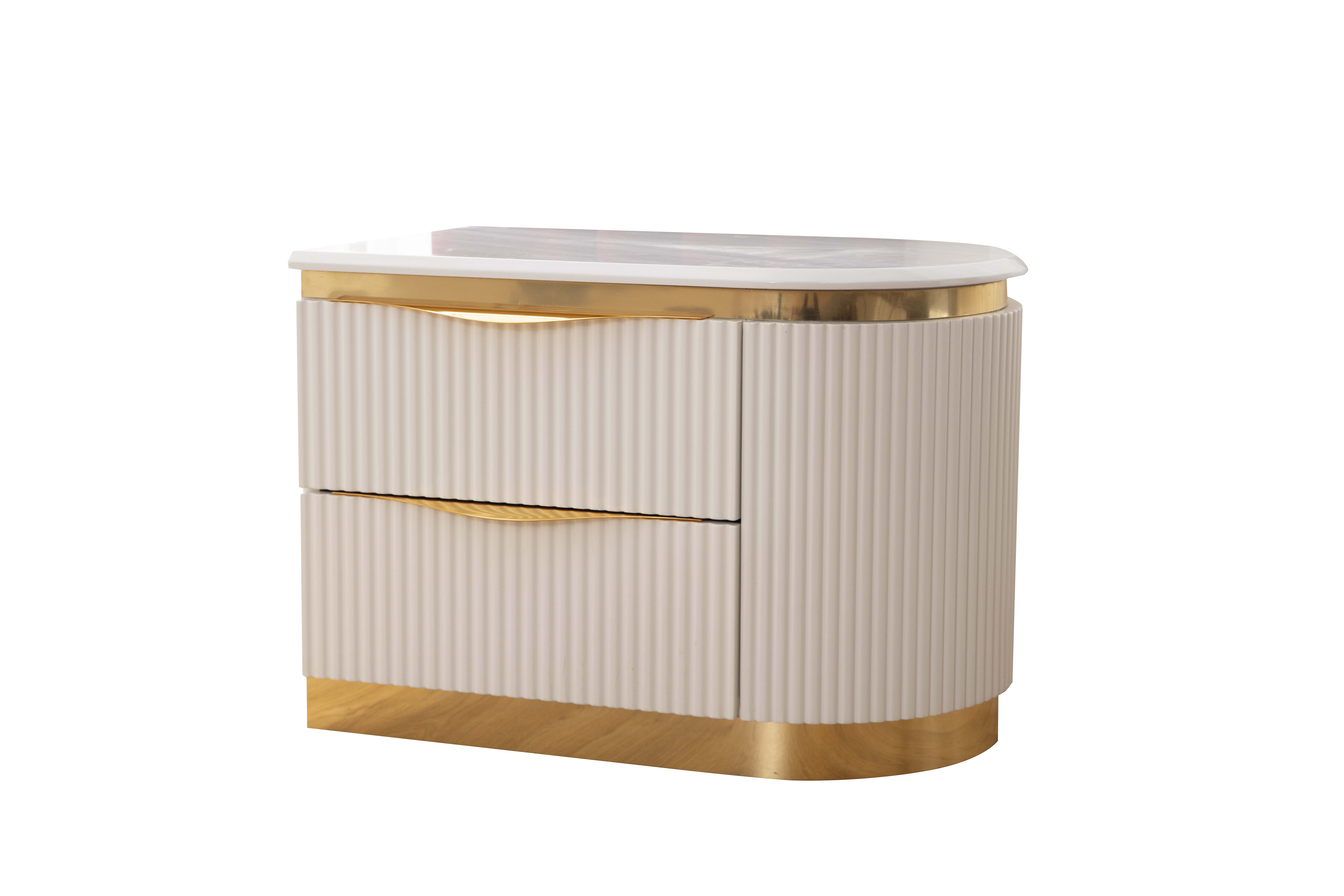 Galaxy Home Laura White Gold Right Nightstand