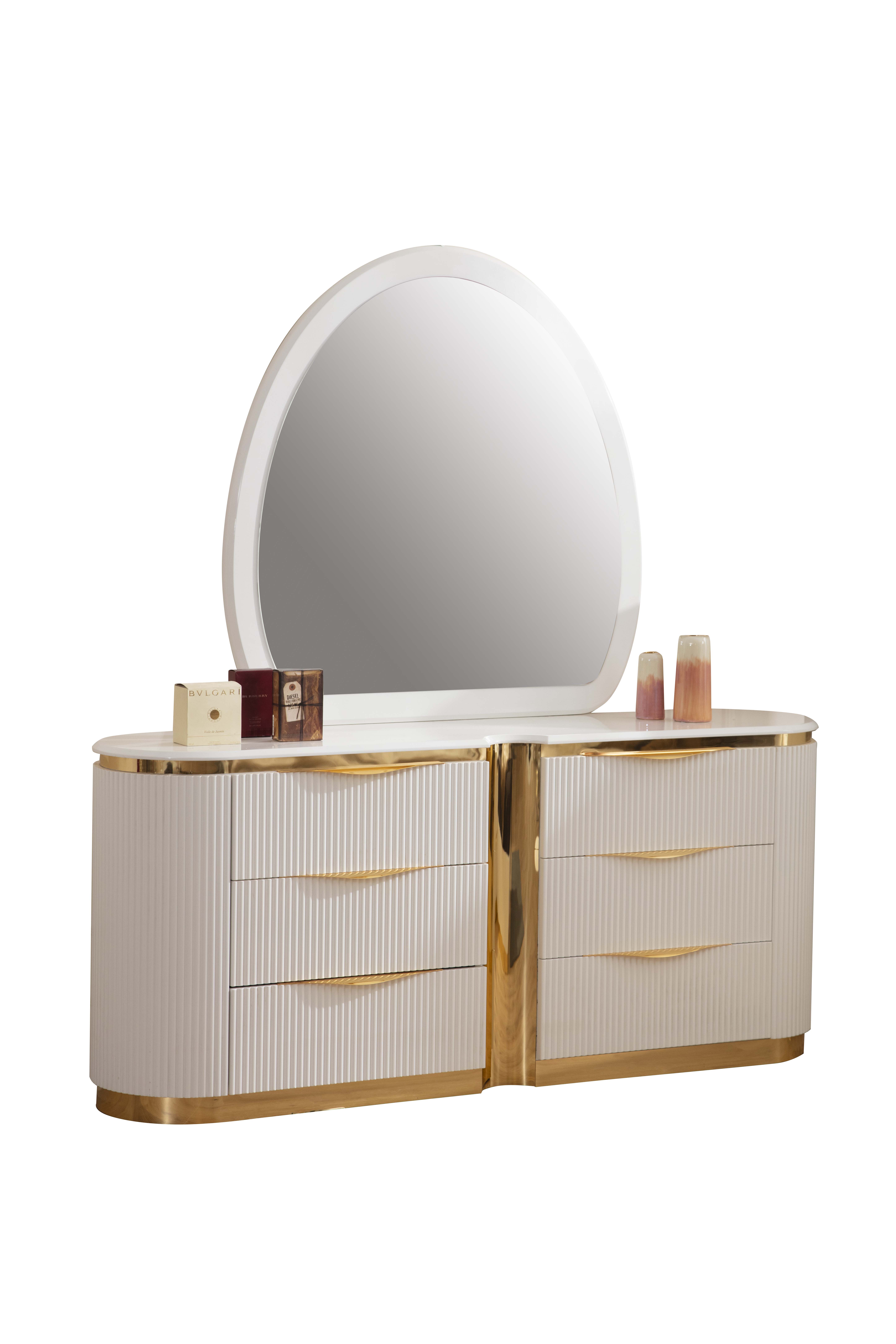 Galaxy Home Laura White Dresser and Mirror