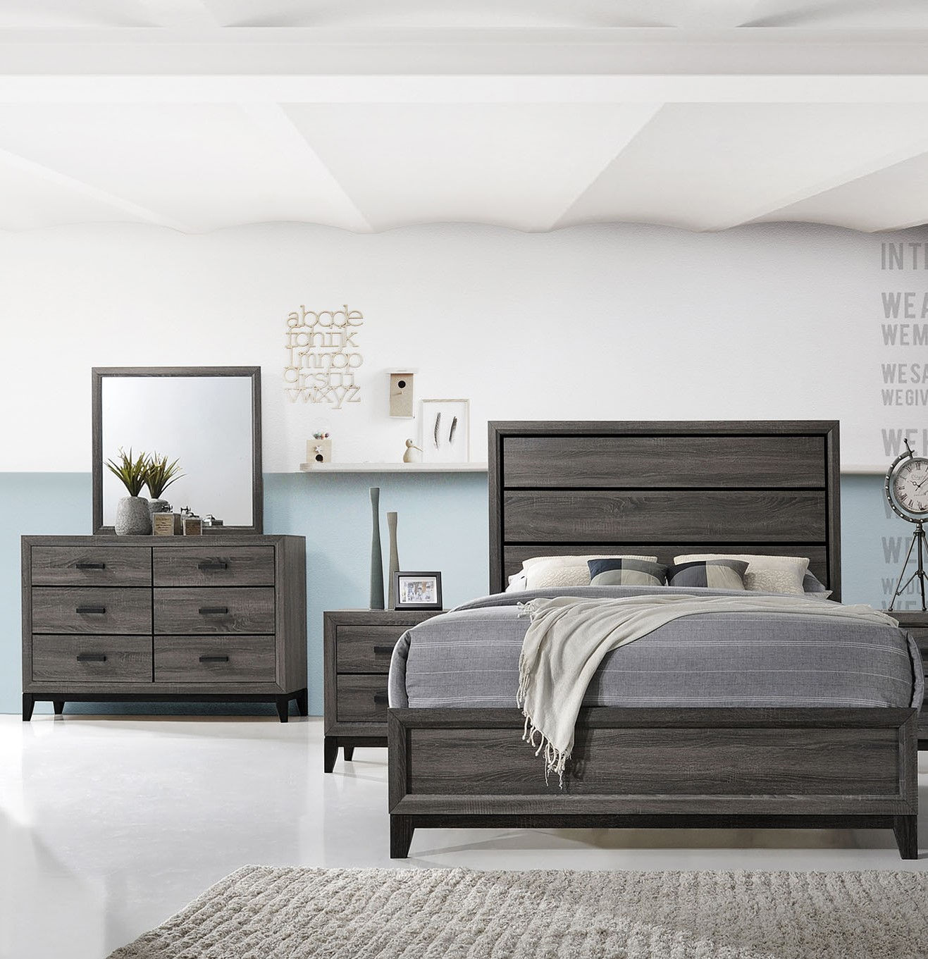 Galaxy Home Sierra Gray 4pc Bedroom Set with King Bed