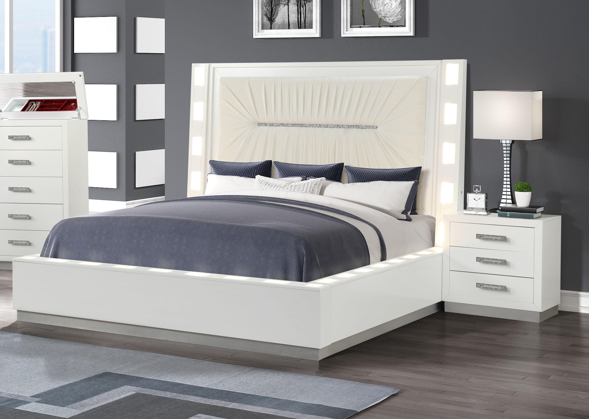 Galaxy Home Coco Milky White 2pc Bedroom Set with Queen Bed
