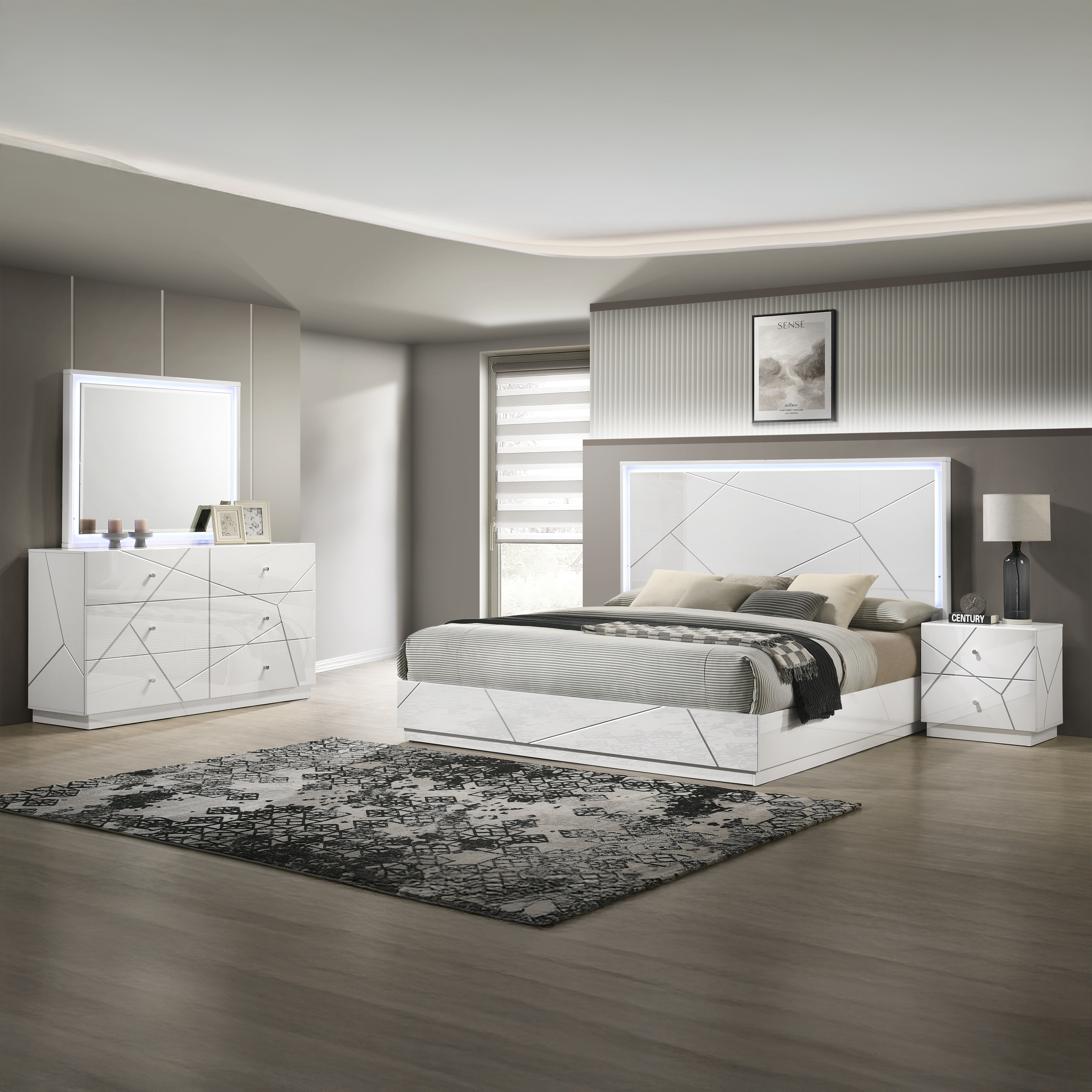 Galaxy Home Manhattan White 4pc Queen Bedroom Set