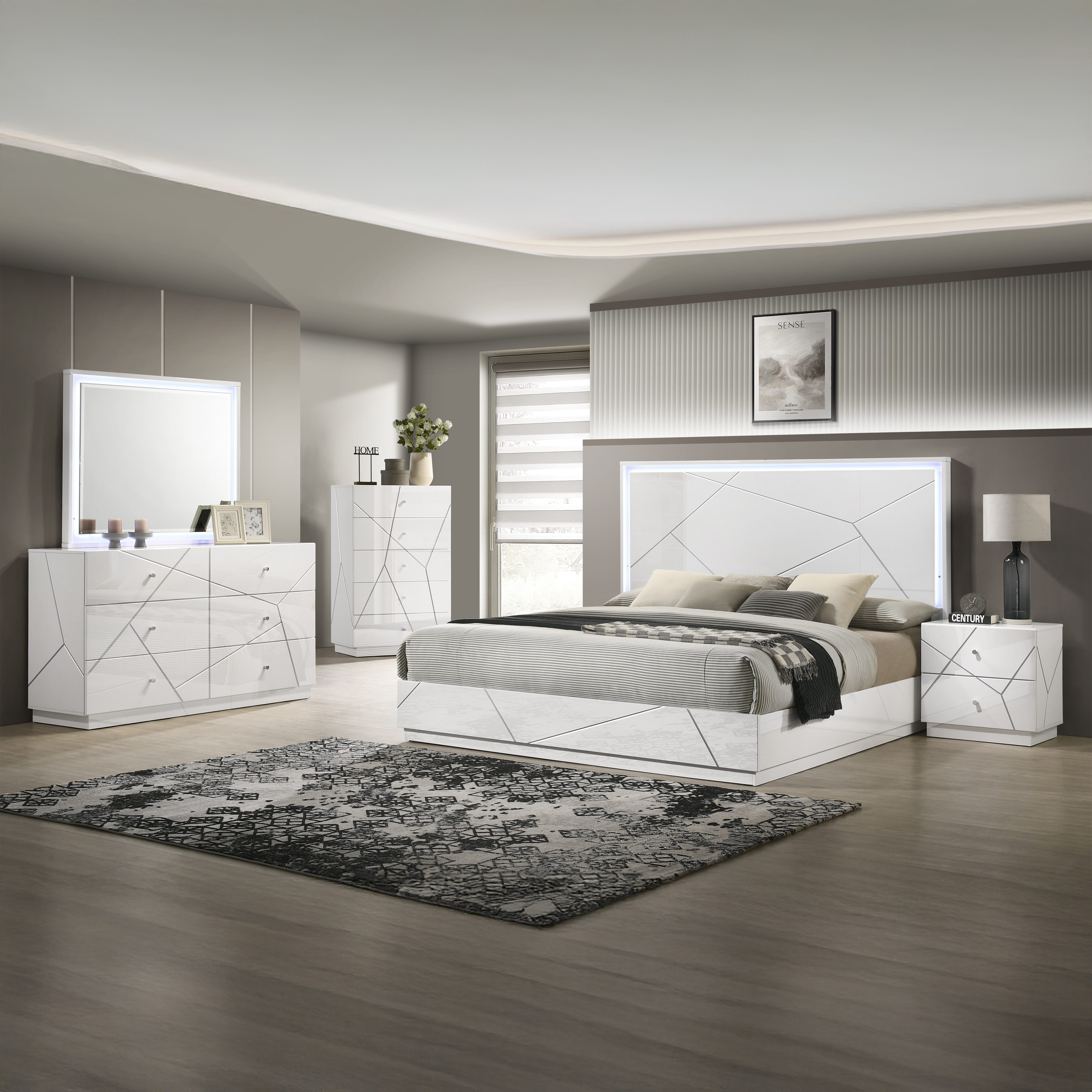 Galaxy Home Manhattan White 5pc Queen Bedroom Set