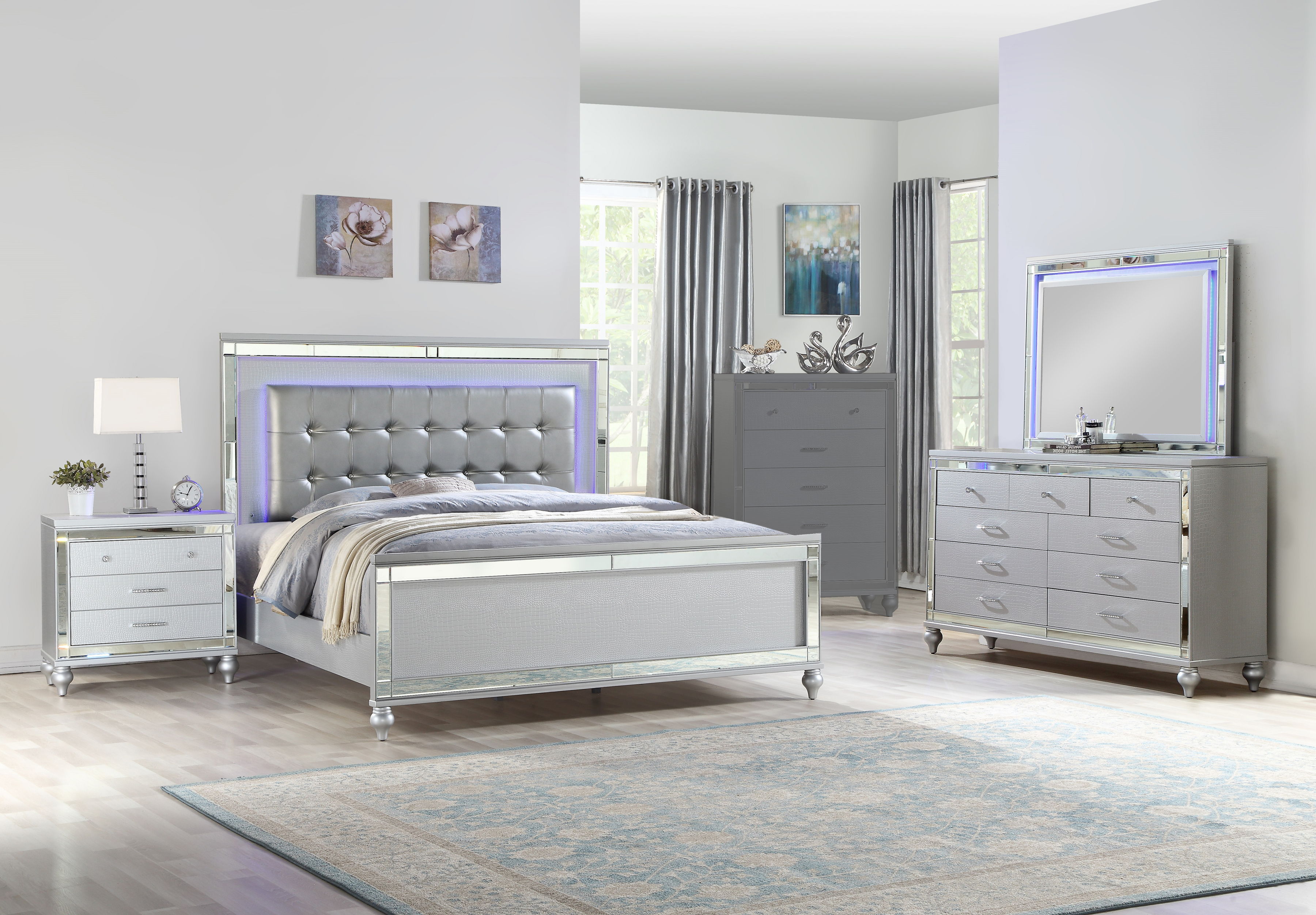 Galaxy Home Sterling Silver 4pc Kids Bedroom Set with Full Bed