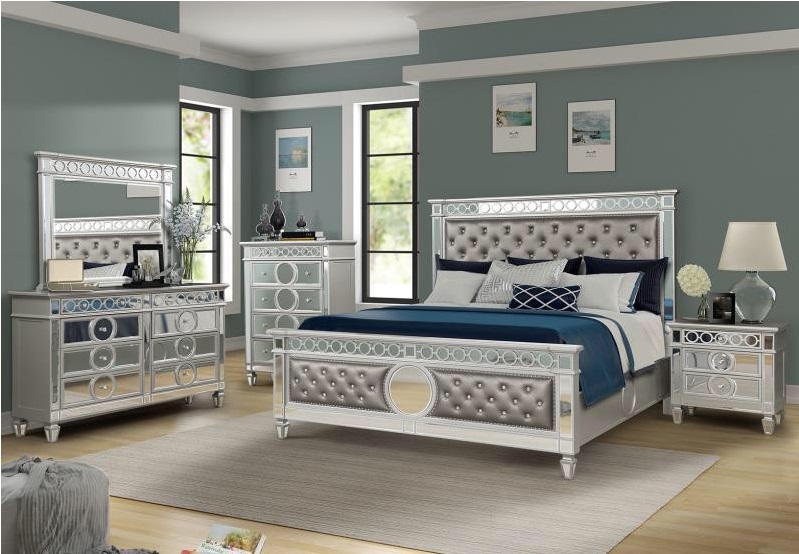 Galaxy Home Symphony Silver 5pc Bedroom Set with Queen Bed