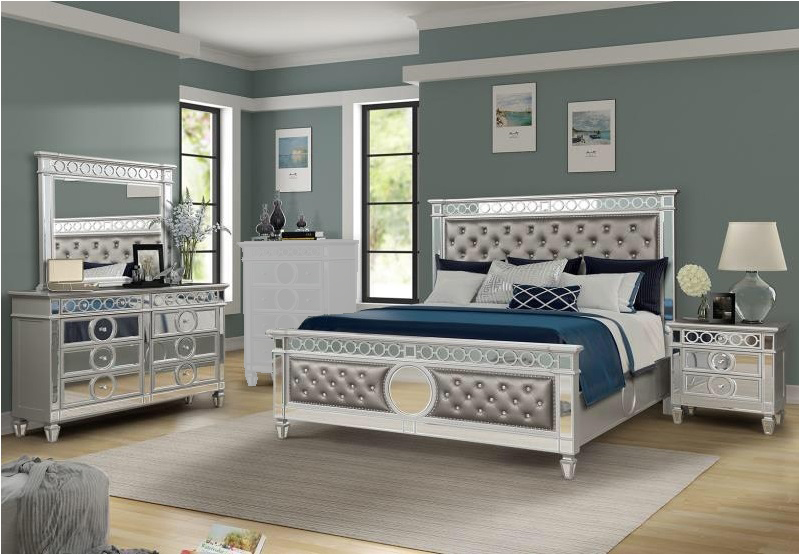 Galaxy Home Symphony Silver 4pc Bedroom Set with Queen Bed
