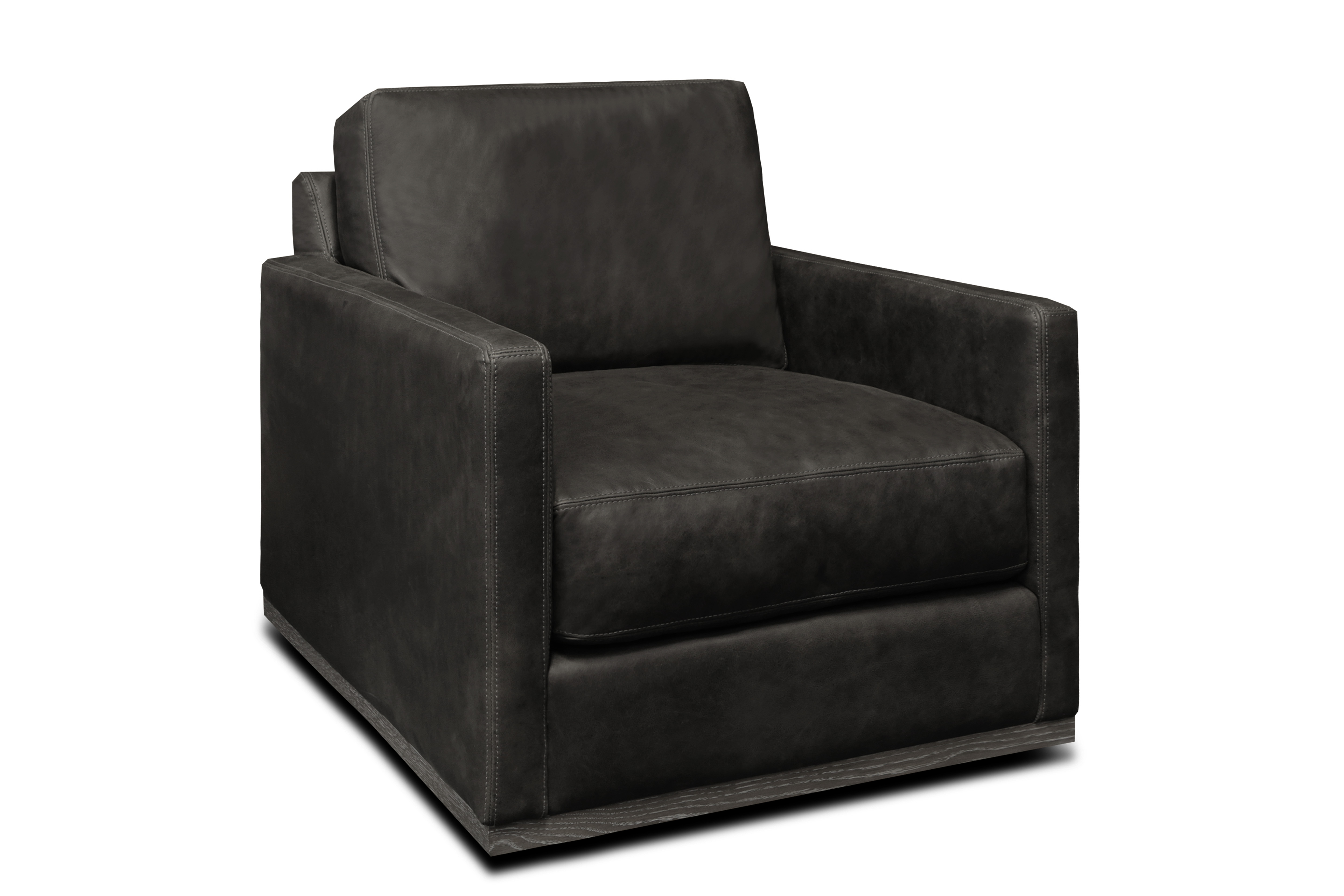 GTR Monterrey Charcoal Leather Swivel Armchair