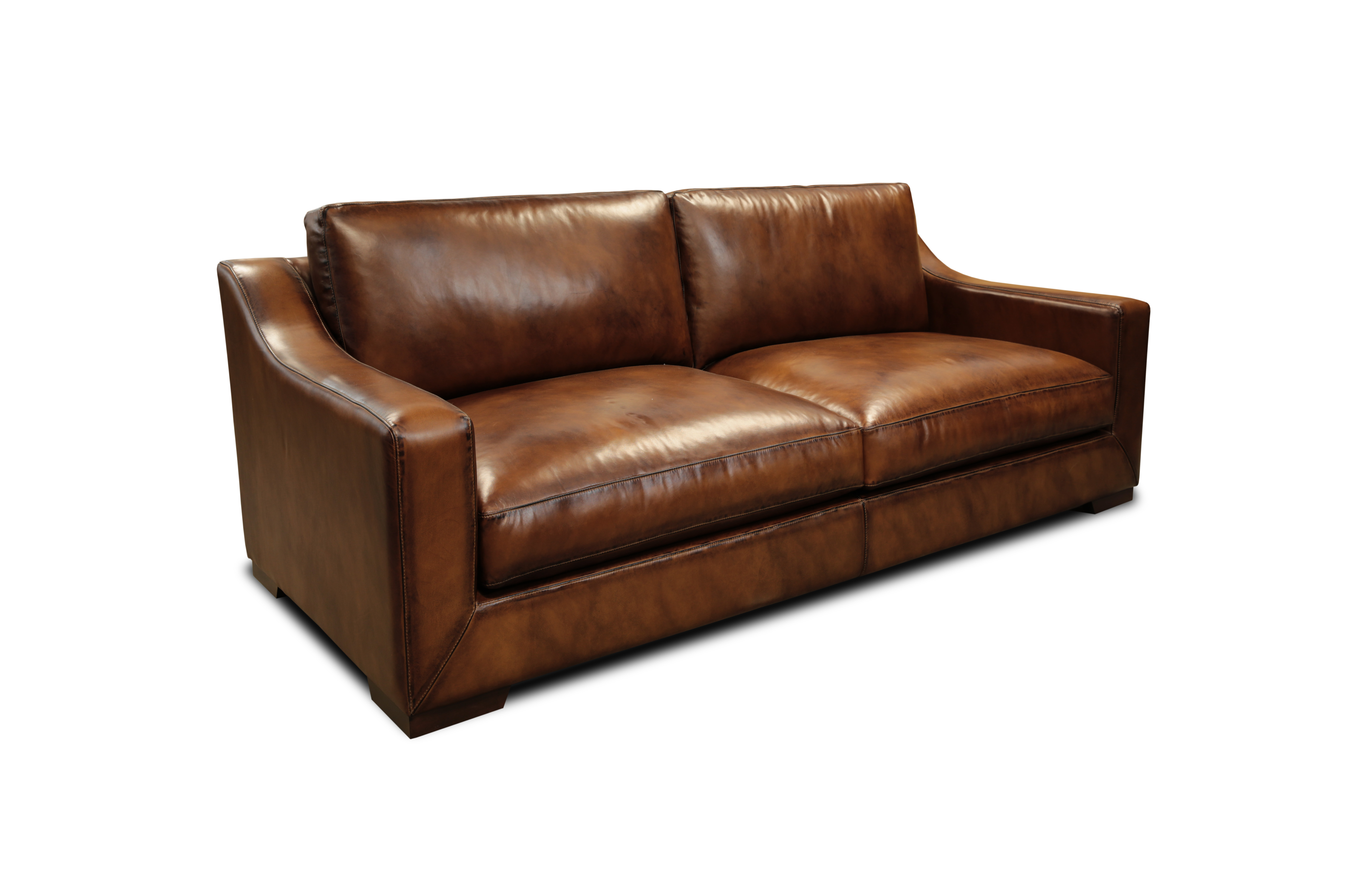 GTR Ramba Antique Leather Loveseat With Deep Seat