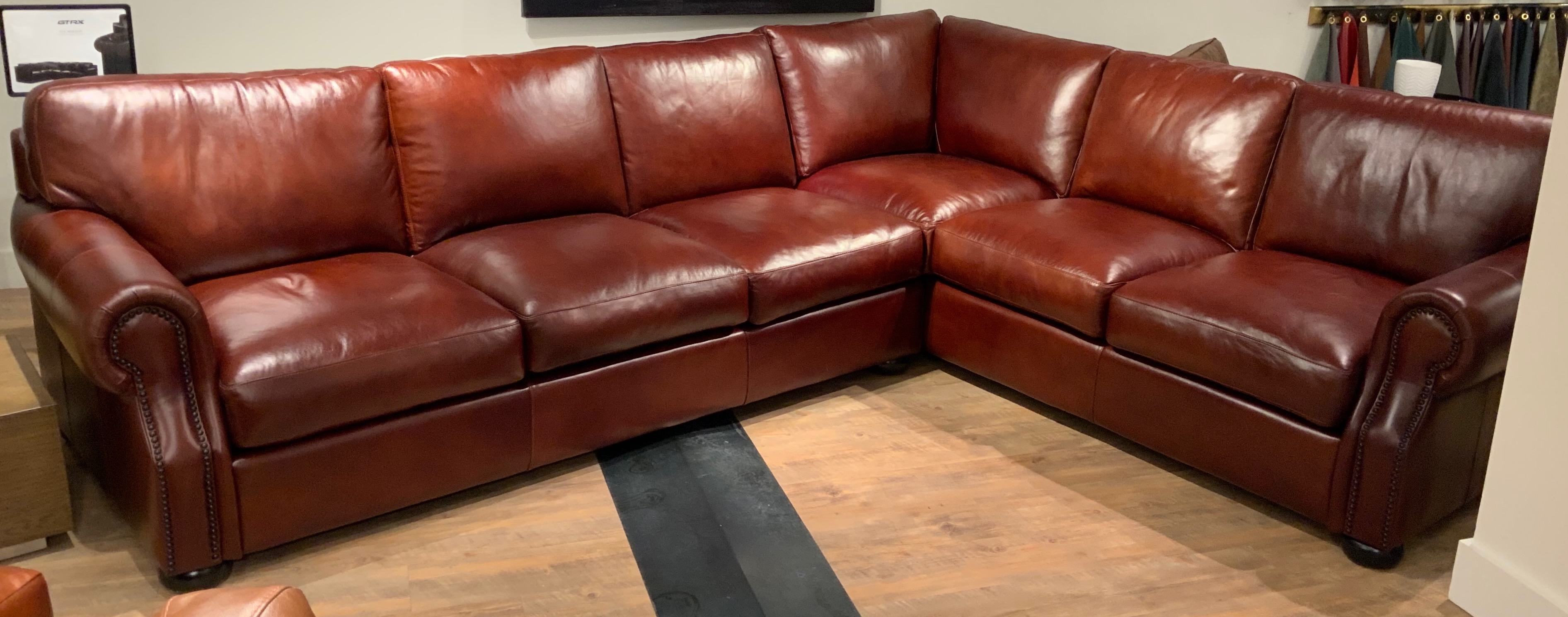 GTR Baxter II Red Brown Leather Left Arm Facing Sectional