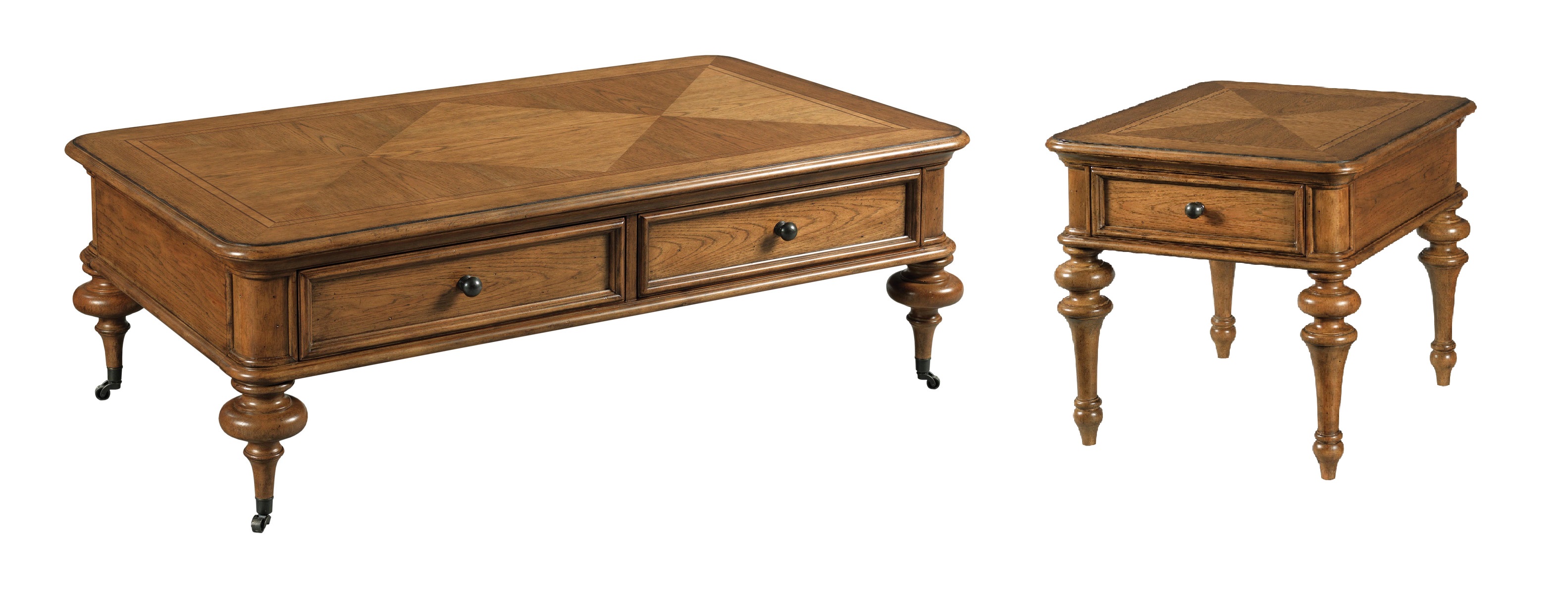 Hammary Berkshire Rich Honey Brown Pearson 3pc Coffee Table Set