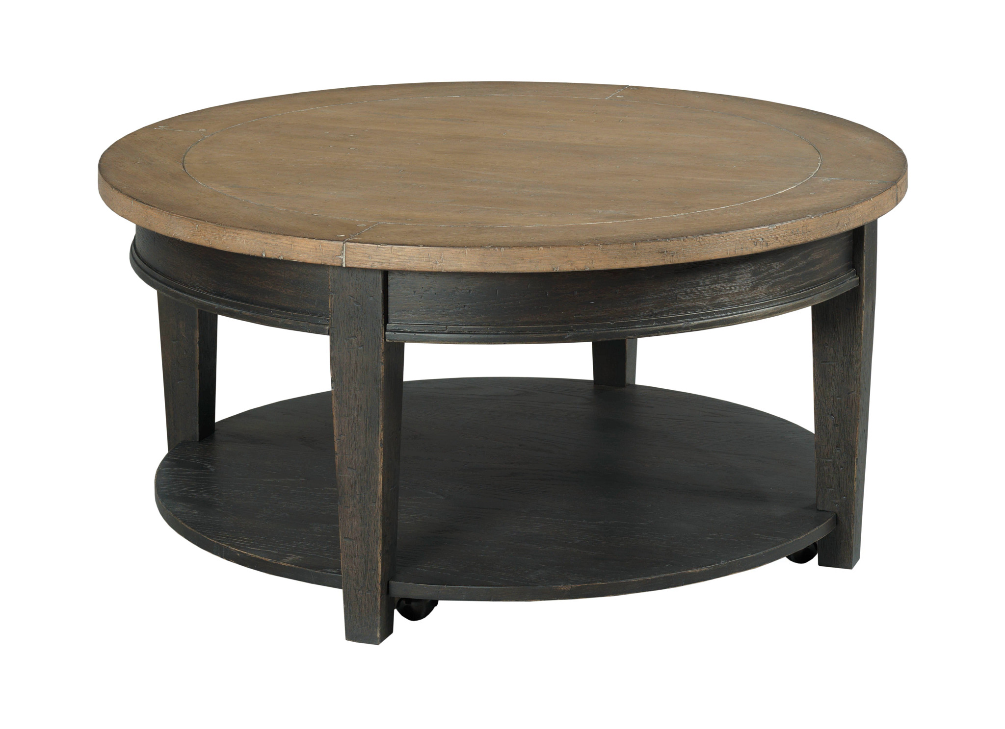 Hammary Hancock Natural White Black Round Coffee Table