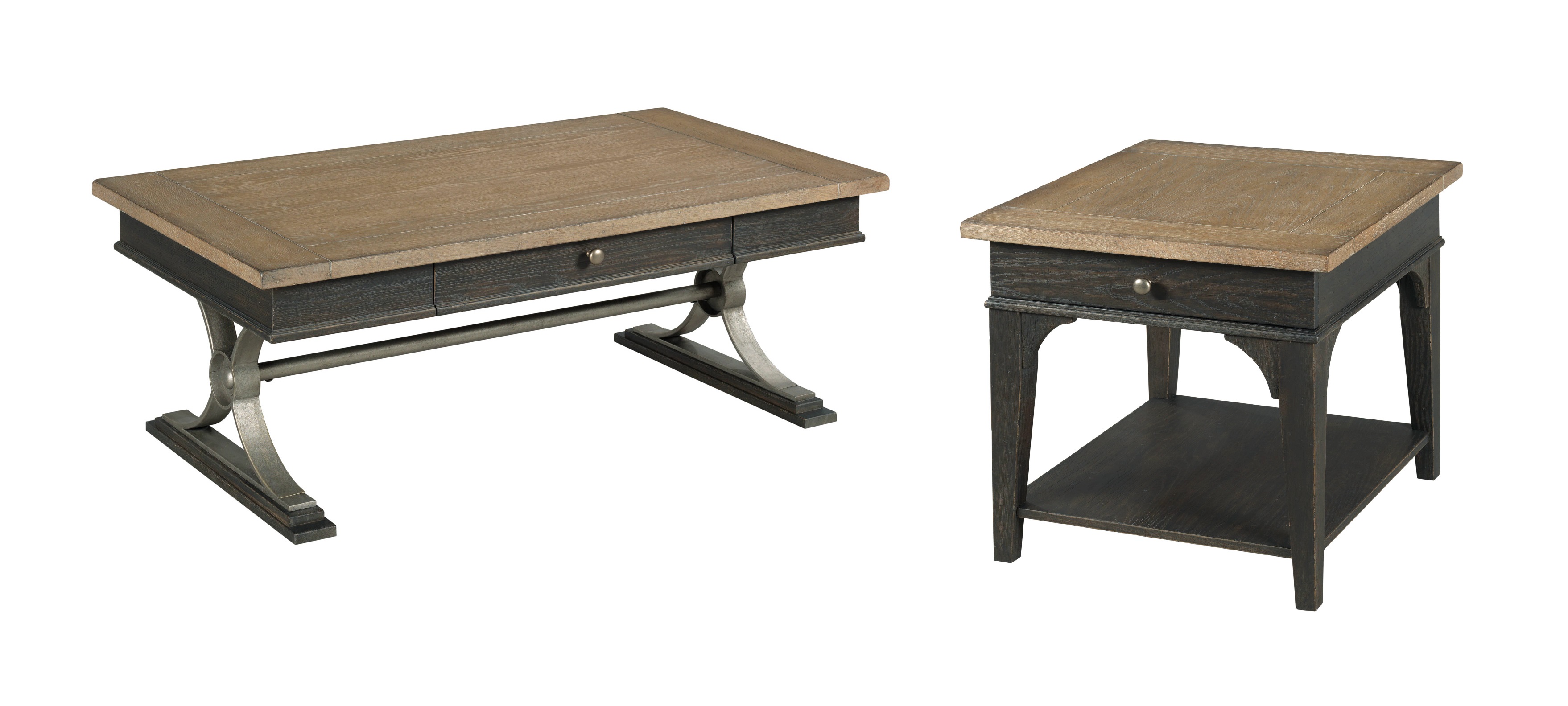 Hammary Hancock Natural White Black 3pc Coffee Table Set