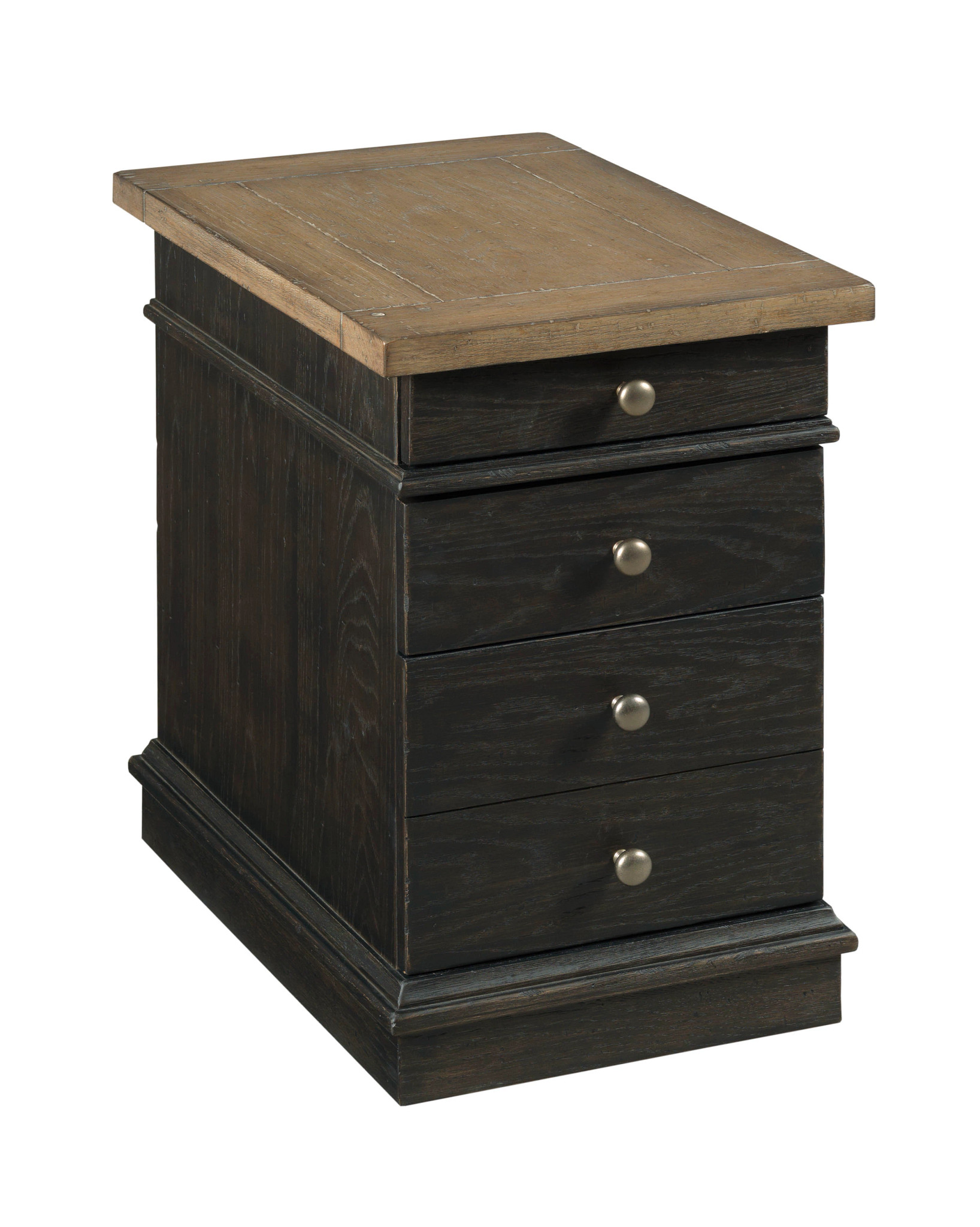 Hammary Hancock Natural White Black Charging Chairside Table