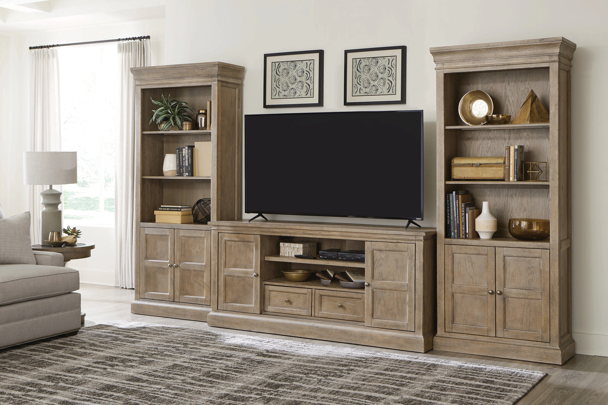 Hammary Donelson Vintage Natural Entertainment Center With 76 Inch Console