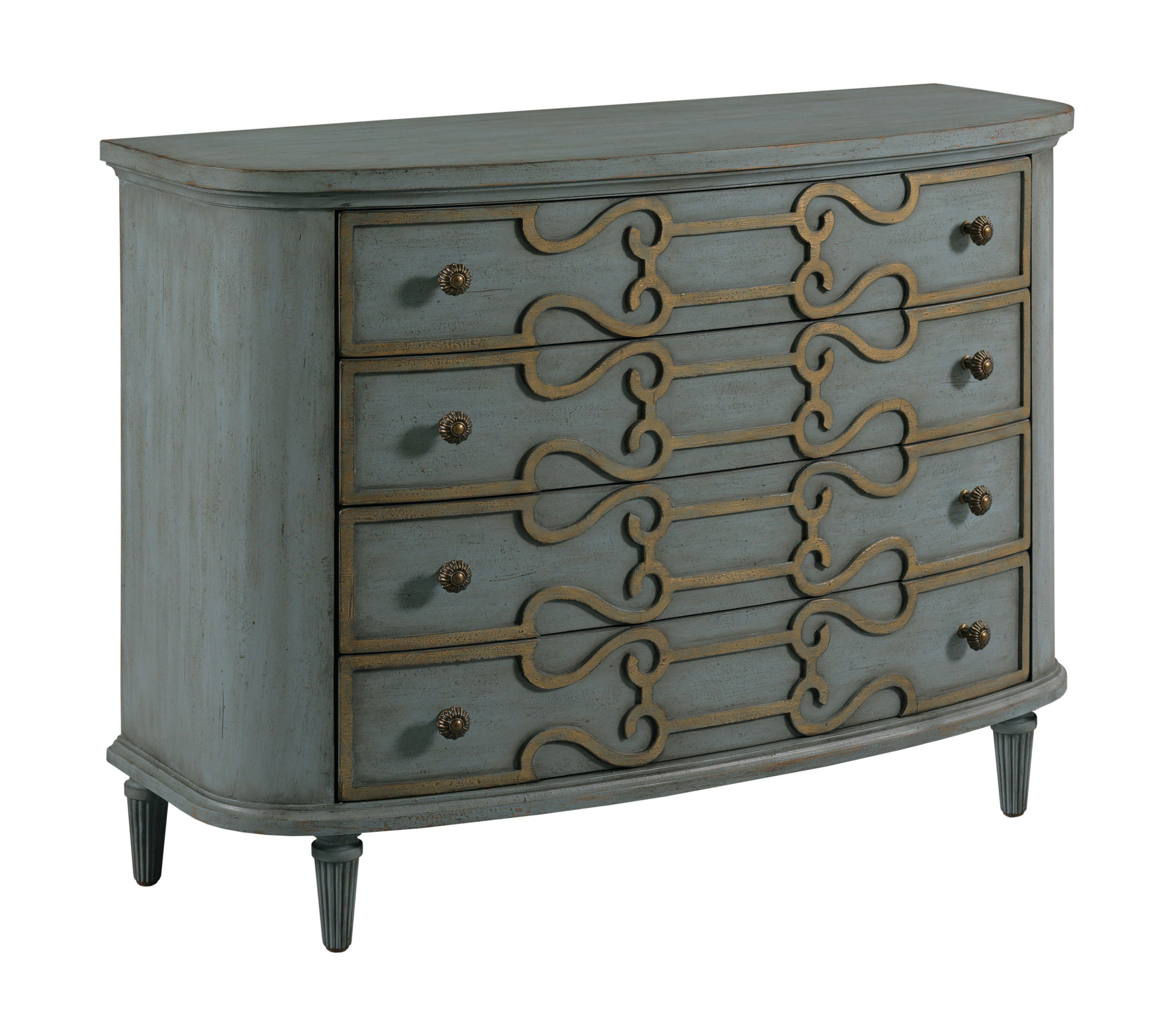 Hammary Hidden Treasures Blue Gray Ribbon Hall Cabinet