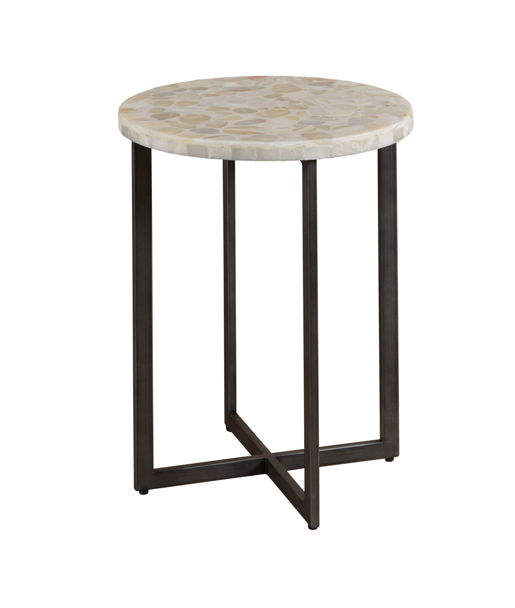 Hammary Hidden Treasures White Black Onyx Accent Table