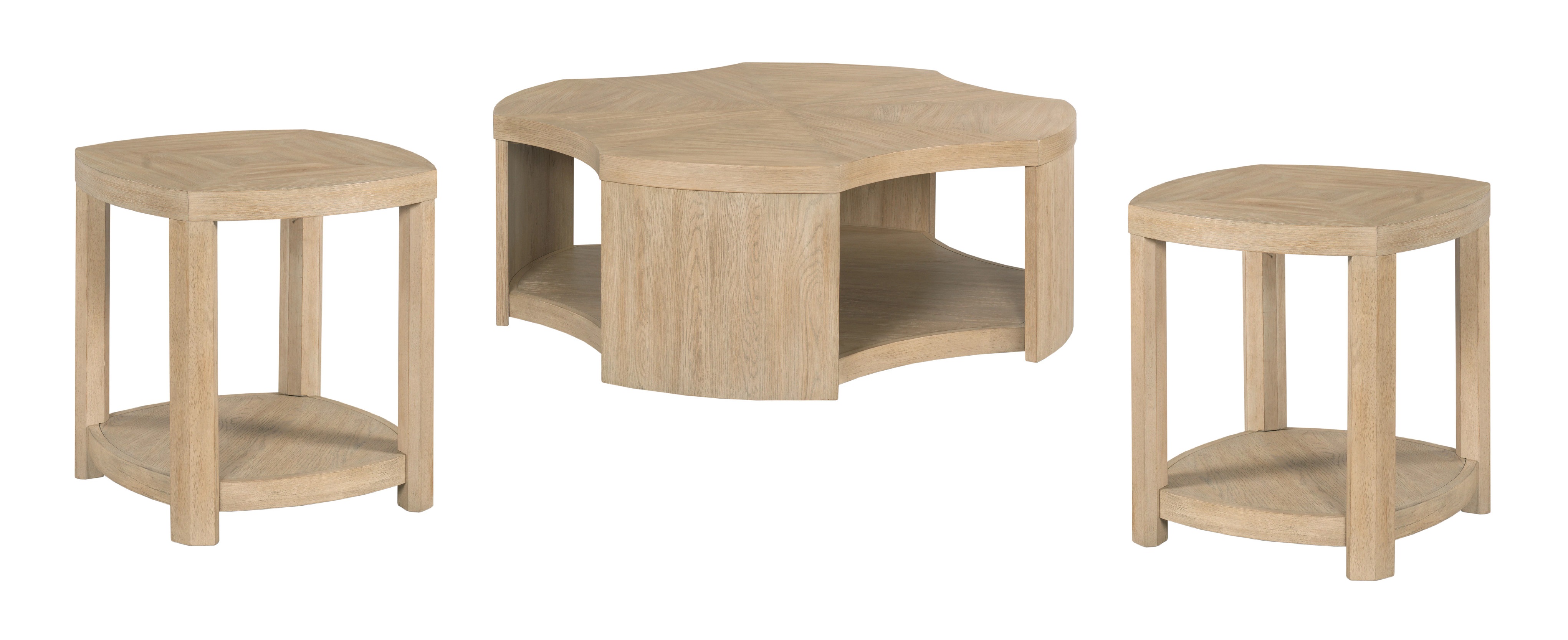 Hammary Hidden Treasures Natural Partner Concave 3pc Coffee Table Set